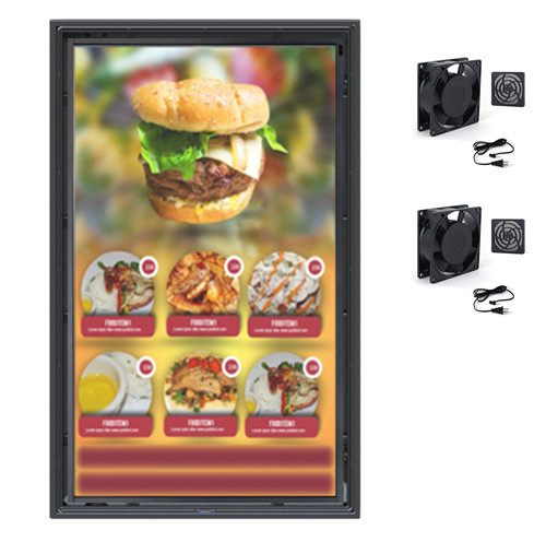 The Display Shield 60-65" Vertical Outdoor Anti-Glare Display Enclosure w 2 fans