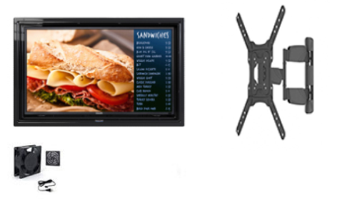The Display Shield 19-32" Anti-Glare Outdoor Enclosure, Fan, Full Motion Mount