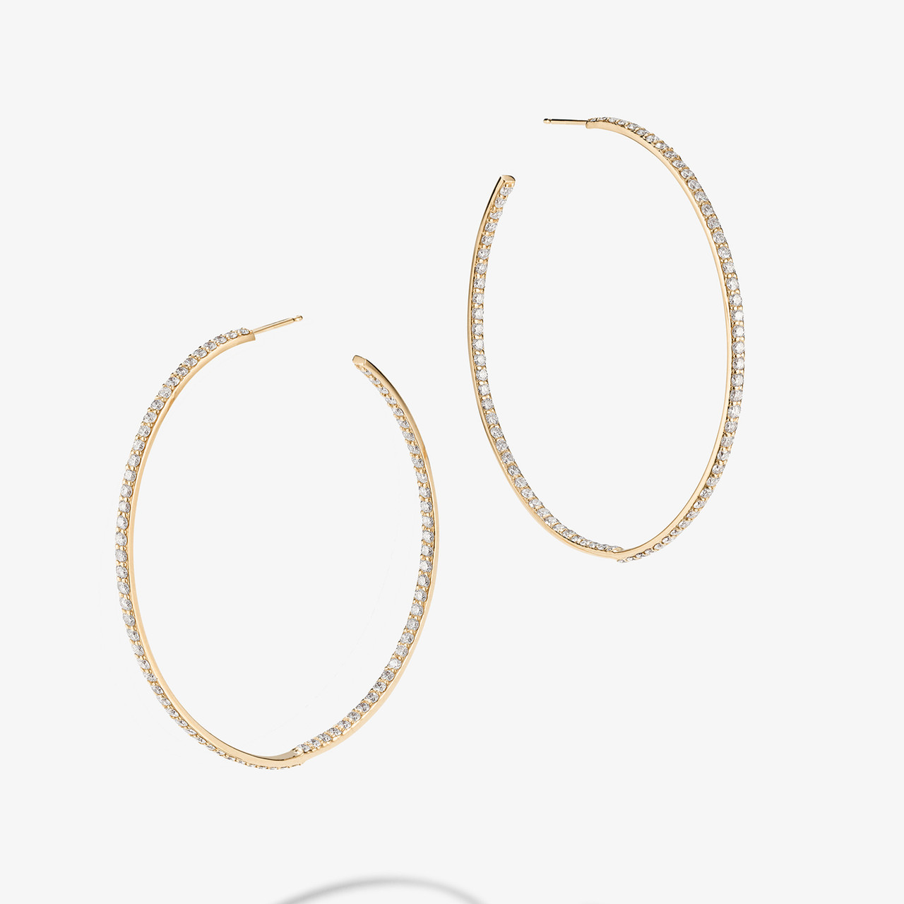 Gold Hoop In And Out Diamond Hoops Medium Inside-Outside Diamond