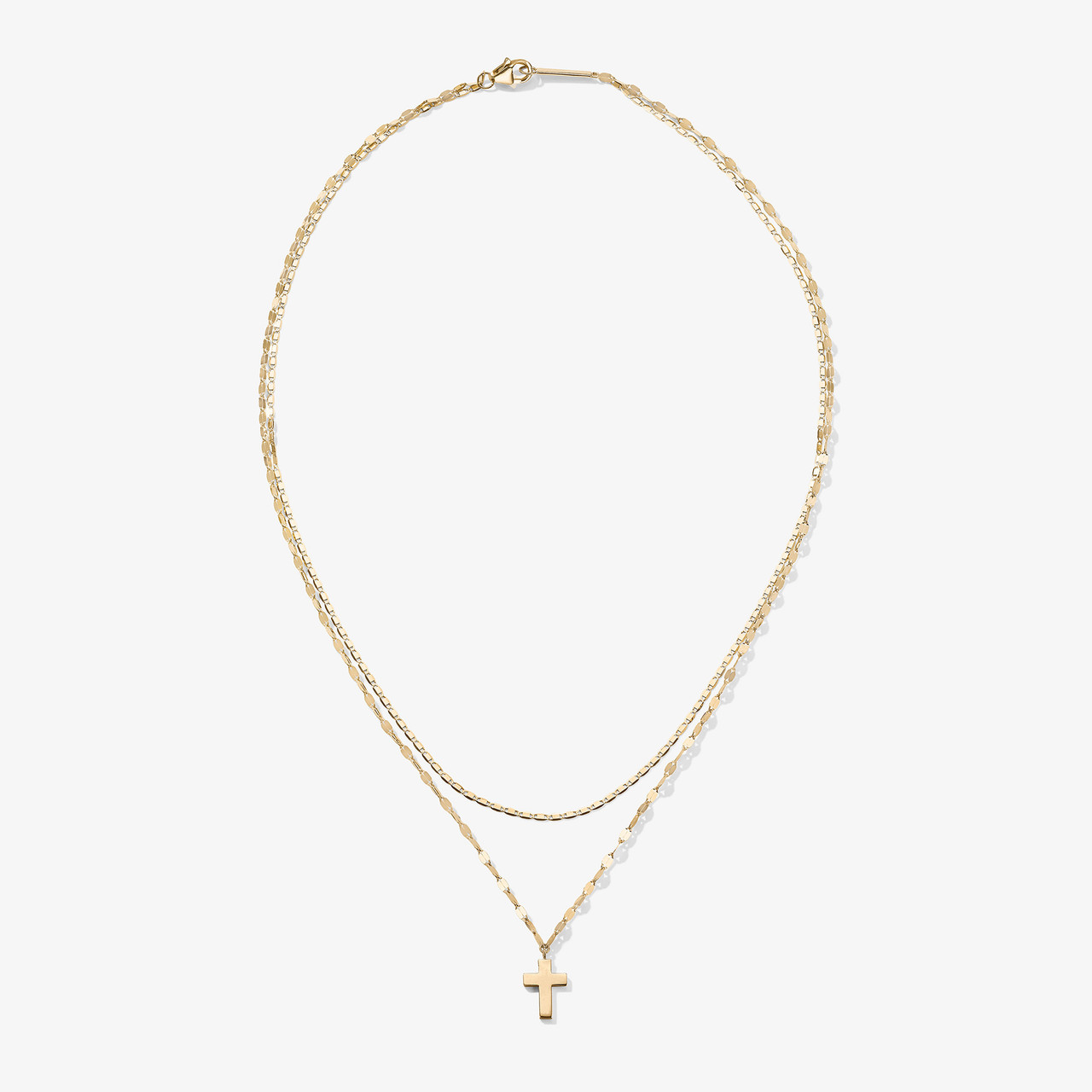 DOUBLE STRAND CROSS CHARM NECKLACE