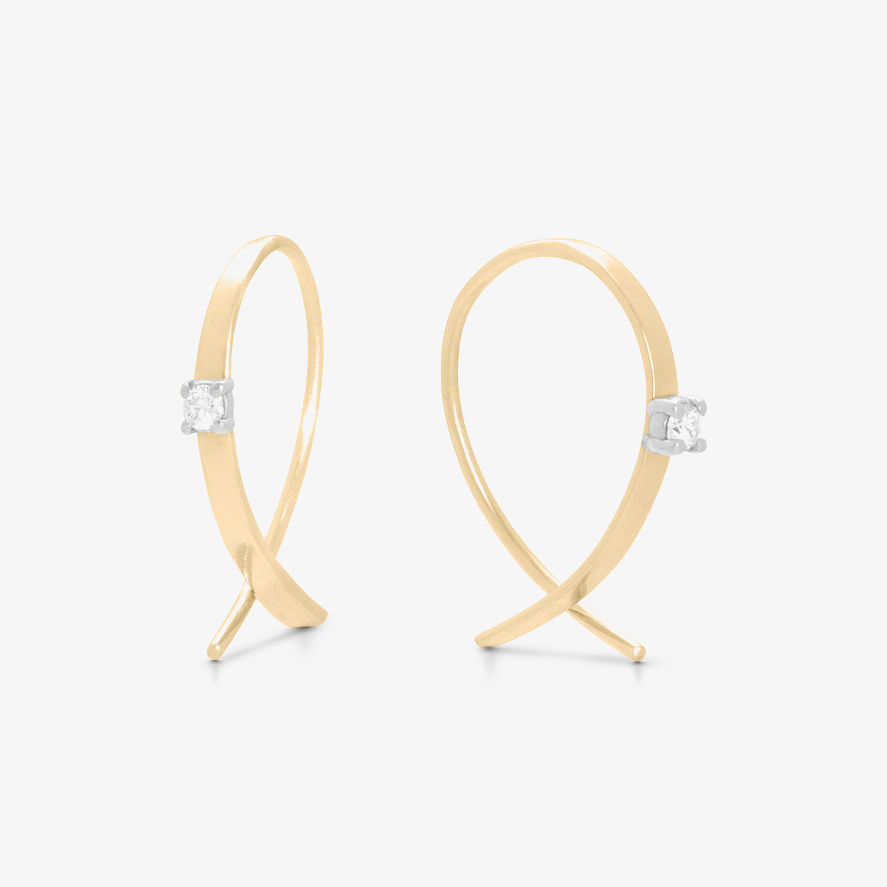 MINI SOLO DIAMOND FLAT UPSIDE DOWN HOOPS LANA