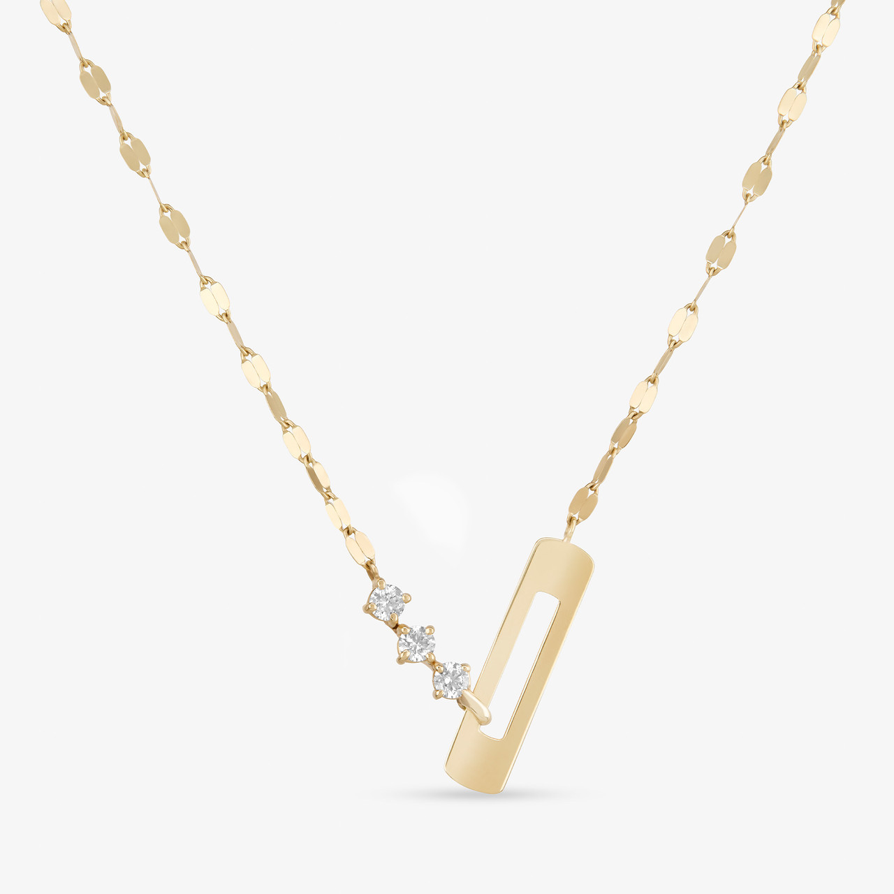 OPEN RECTANGLE PENDANT W/ SOLO DIAMOND CONSTELLATION NECKLACE