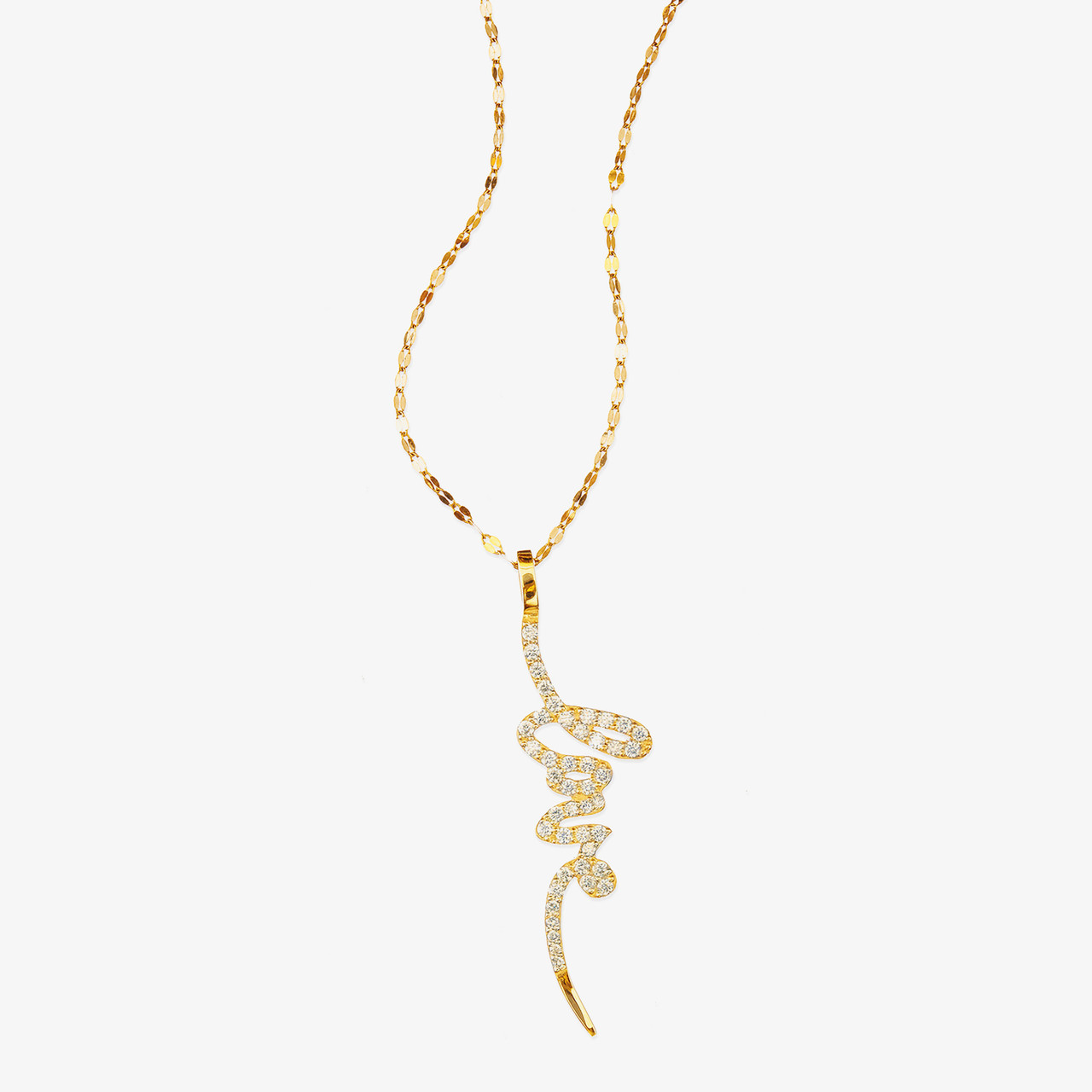 14K Yellow Gold Diamond Love Script Necklace - Paper Clip Link – Moyer Fine  Jewelers