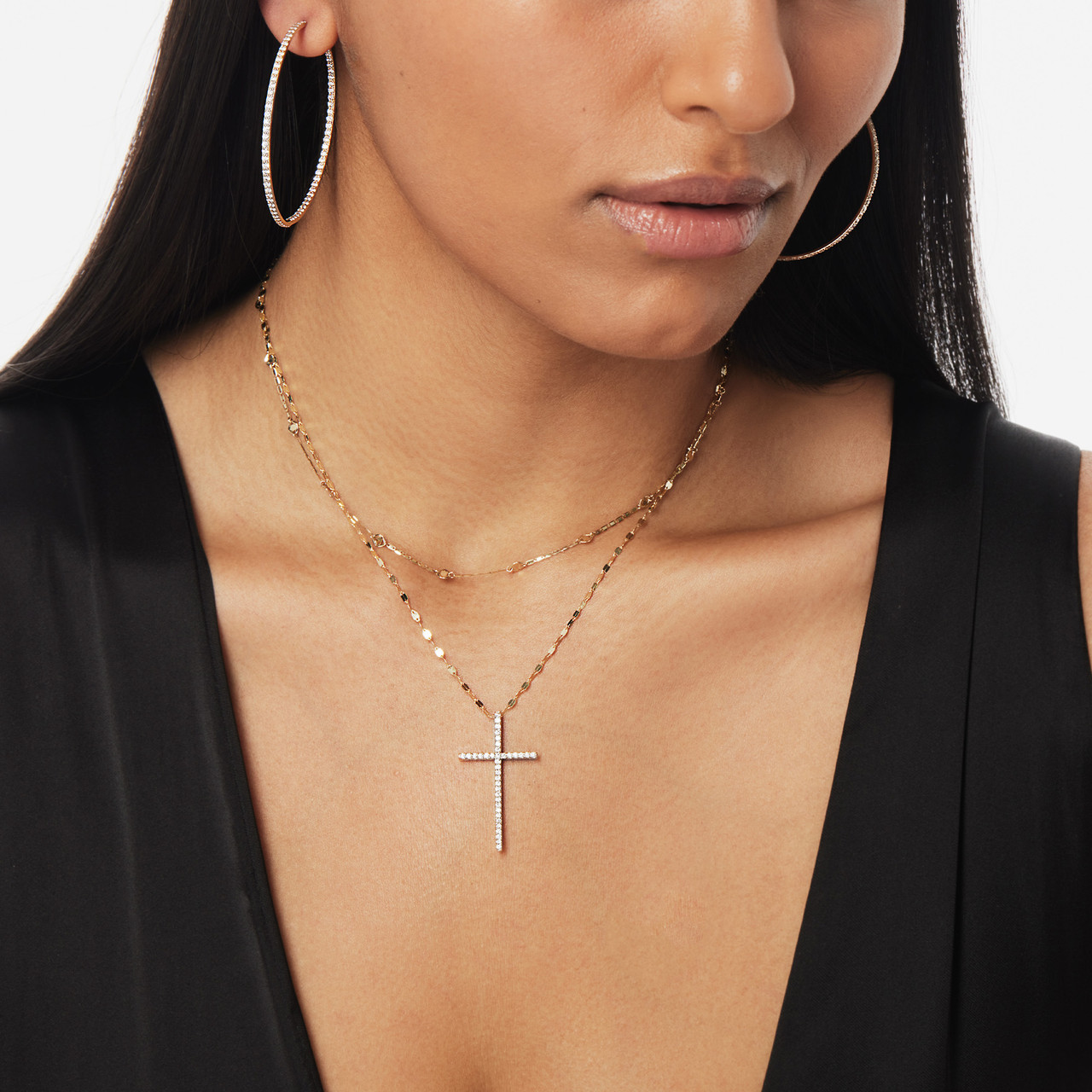 DIAMOND CROSS PENDANT NECKLACE - LANA