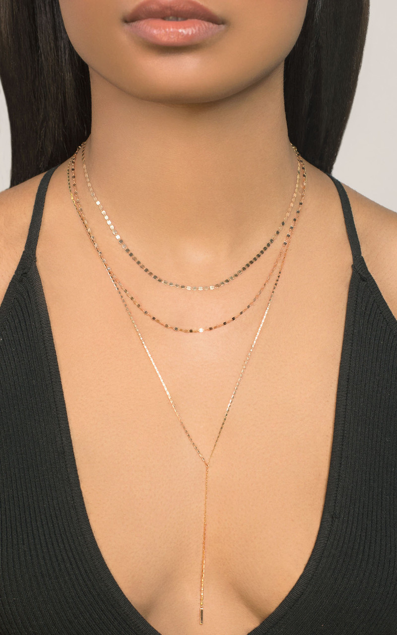 Necklet Triple Necklace Layering Clasp, Rose Gold