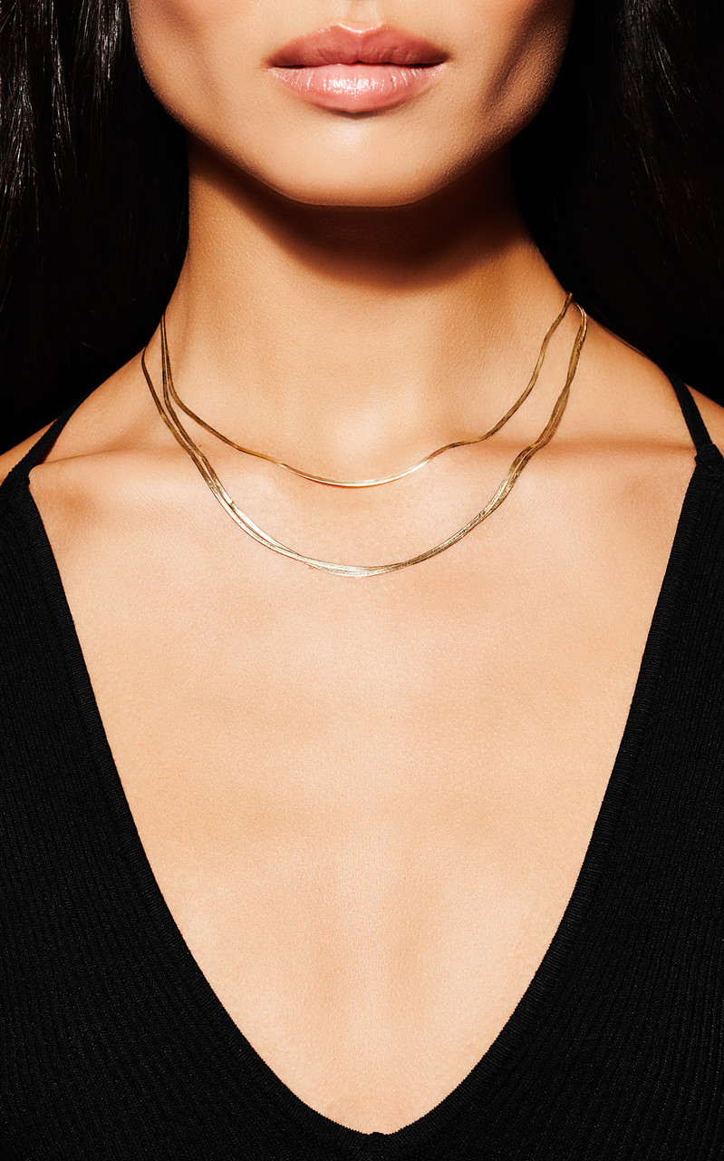 Liquid Gold Thin Layering Necklace 