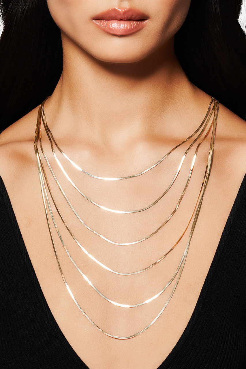 Liquid Gold Thin Statement Necklace 