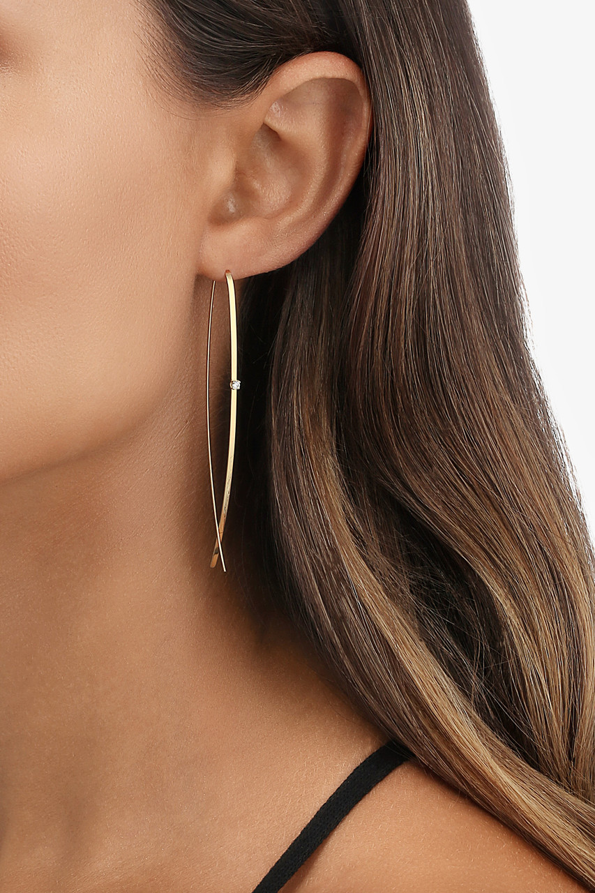 Narrow Flat Diamond Upside Down Hoops