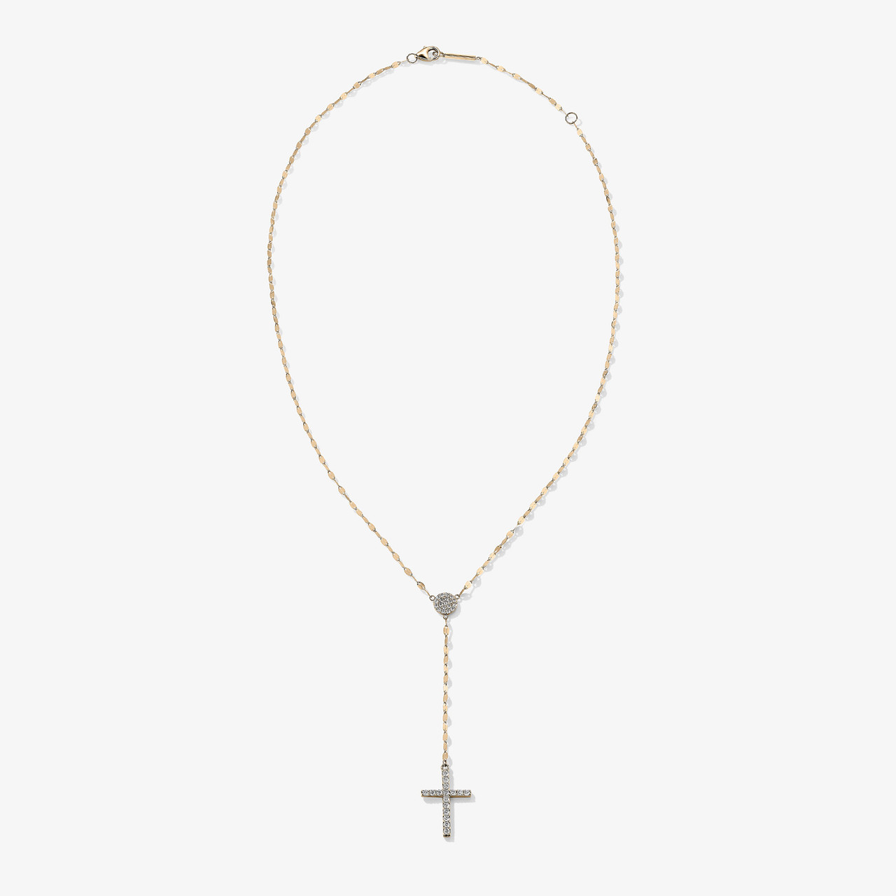 DIAMOND CROSSARY LARIAT NECKLACE - LANA