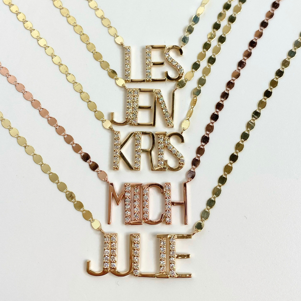 Personalized Diamond Nameplate Necklace - 7 Letters - LANA
