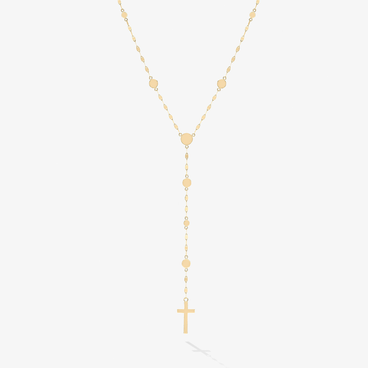 DISC LARIAT CROSSARY NECKLACE