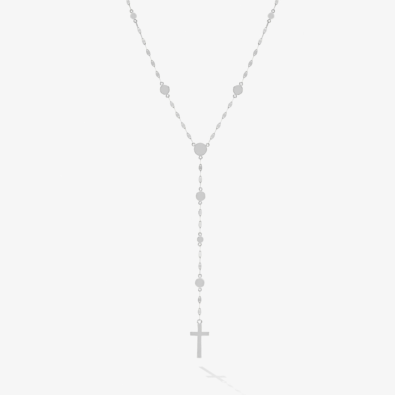 DISC LARIAT CROSSARY NECKLACE