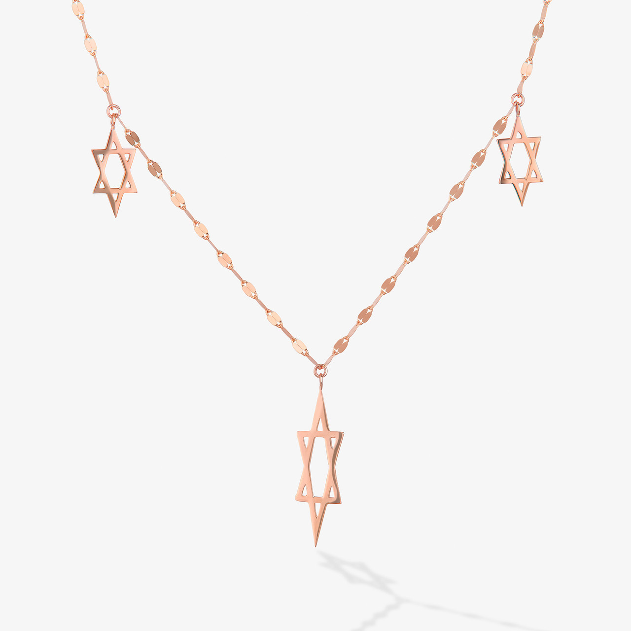 TRIPLE STAR OF DAVID CHARM NECKLACE