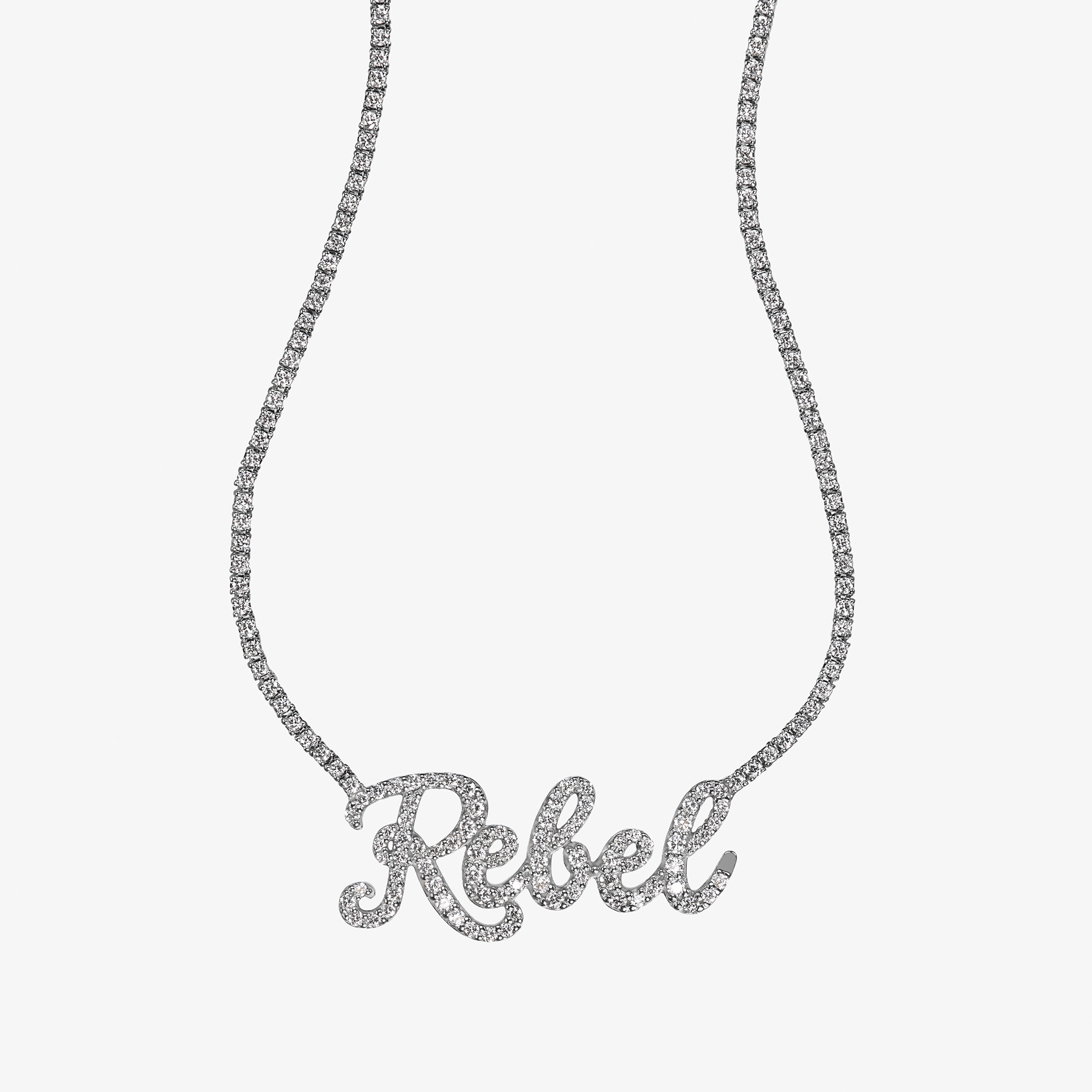 SMALL CUSTOM TENNIS NAMEPLATE NECKLACE