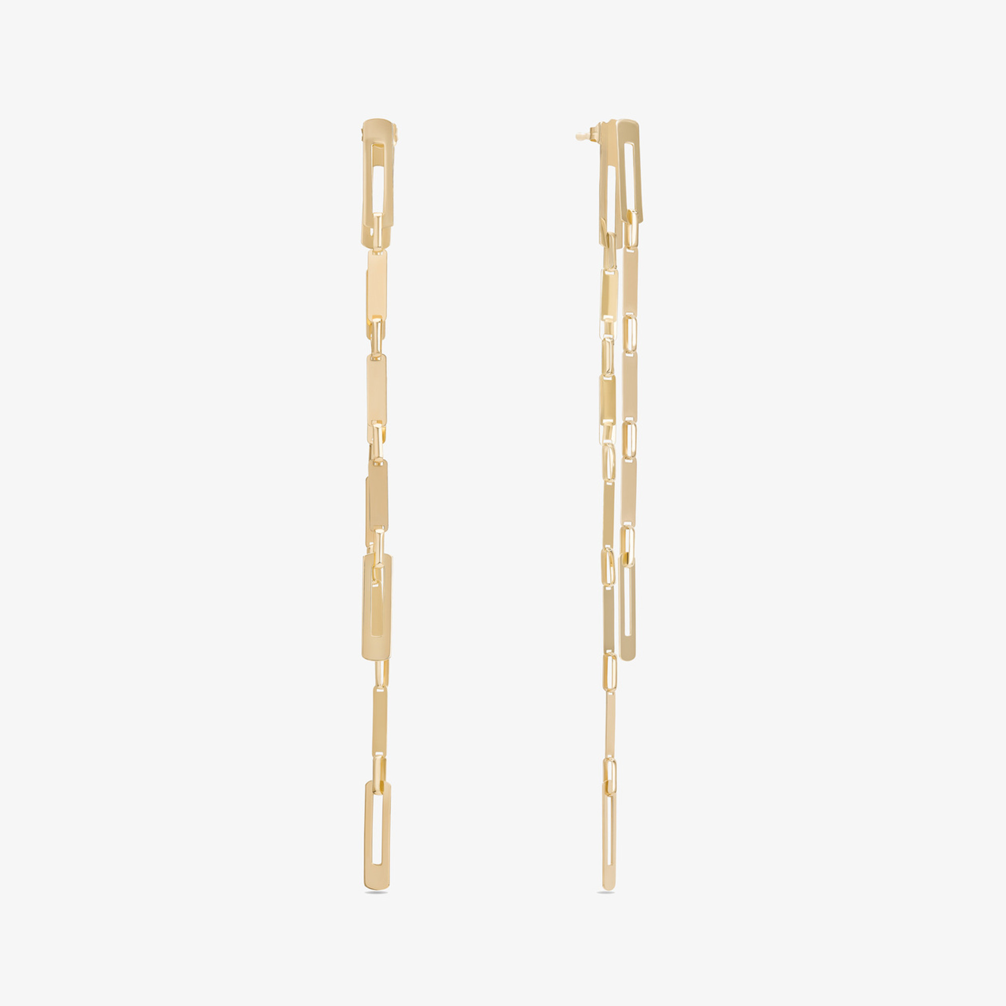 REMIX INTERLOCKING RECTANGLE FRONT TO BACK LINEAR EARRINGS