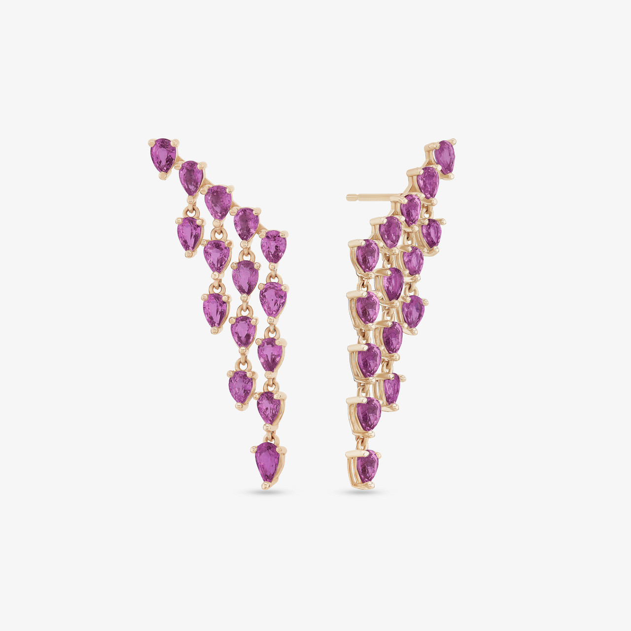 PINK SAPPHIRE PEAR FRINGE EARRINGS