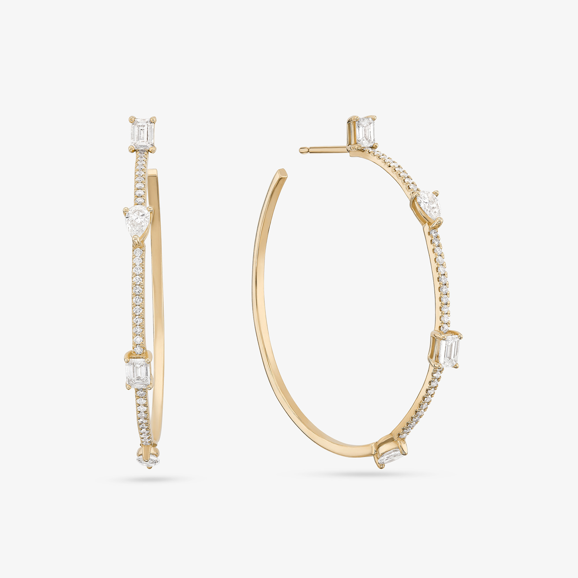 SMALL PAVE FANCY DIAMOND HOOPS