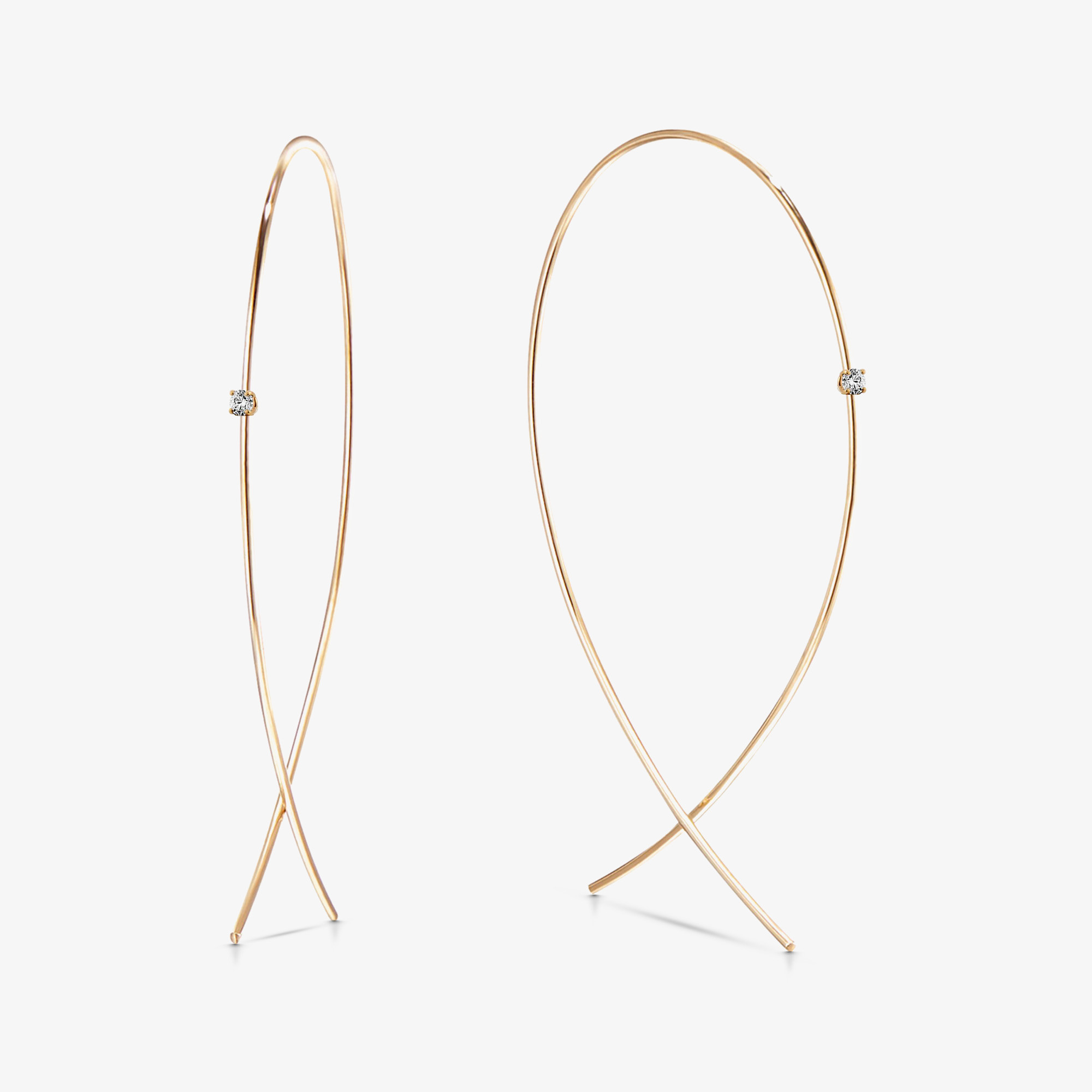 Small Upside Down Hoops with Diamonds-1