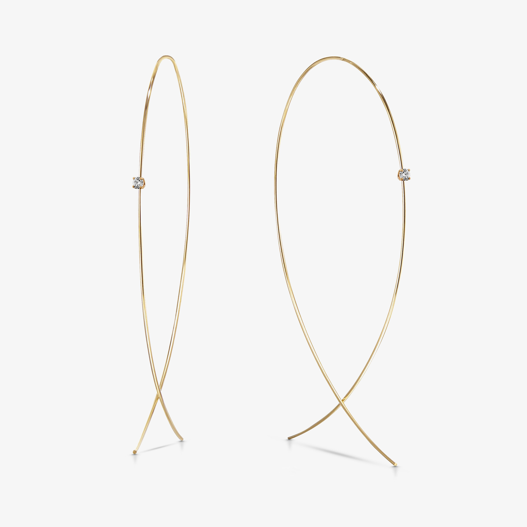 Large Upside Down Hoops with Diamonds-1