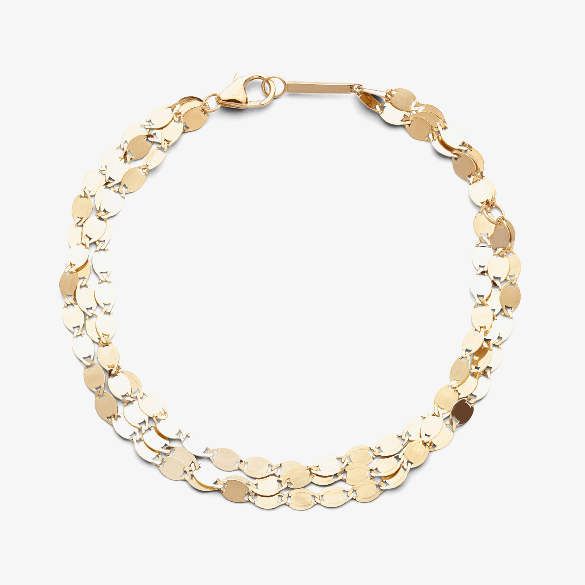 14K yellow gold triple strand nude chain bracelet