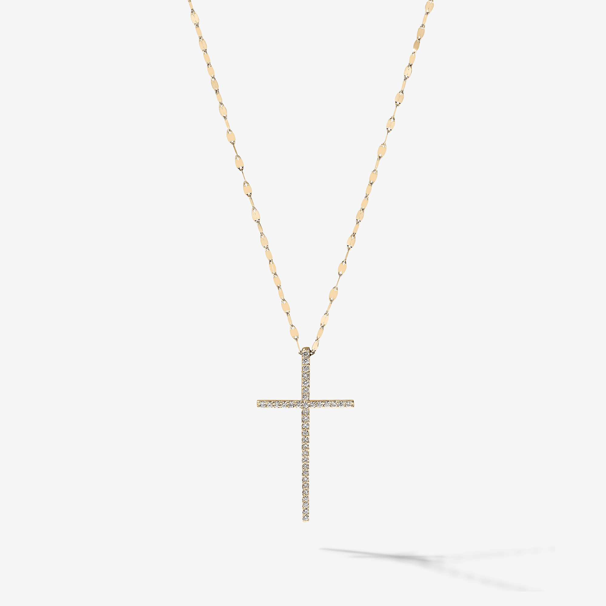 14K yellow gold diamond cross pendant necklace