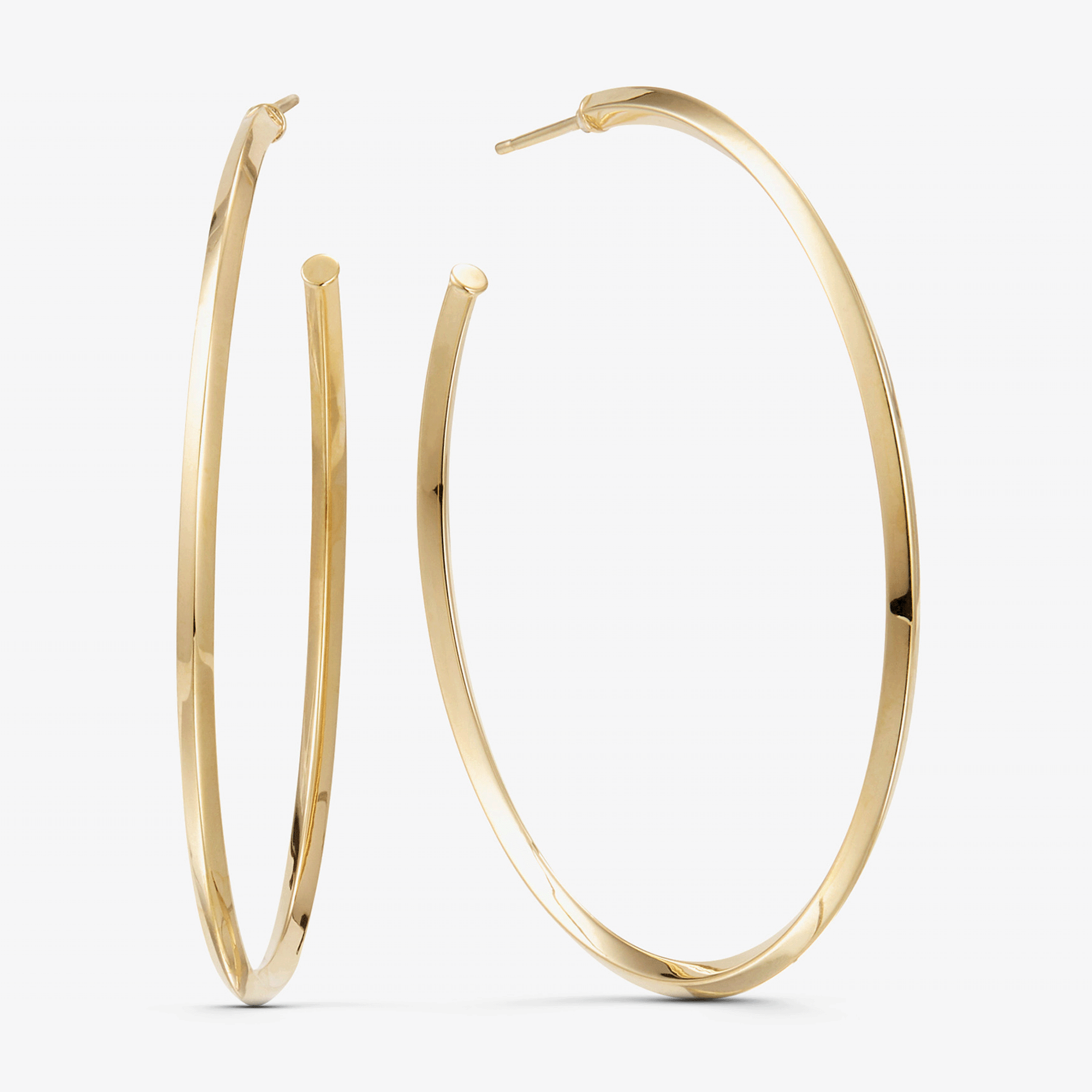 14K yellow gold thin royale hollow hoops
