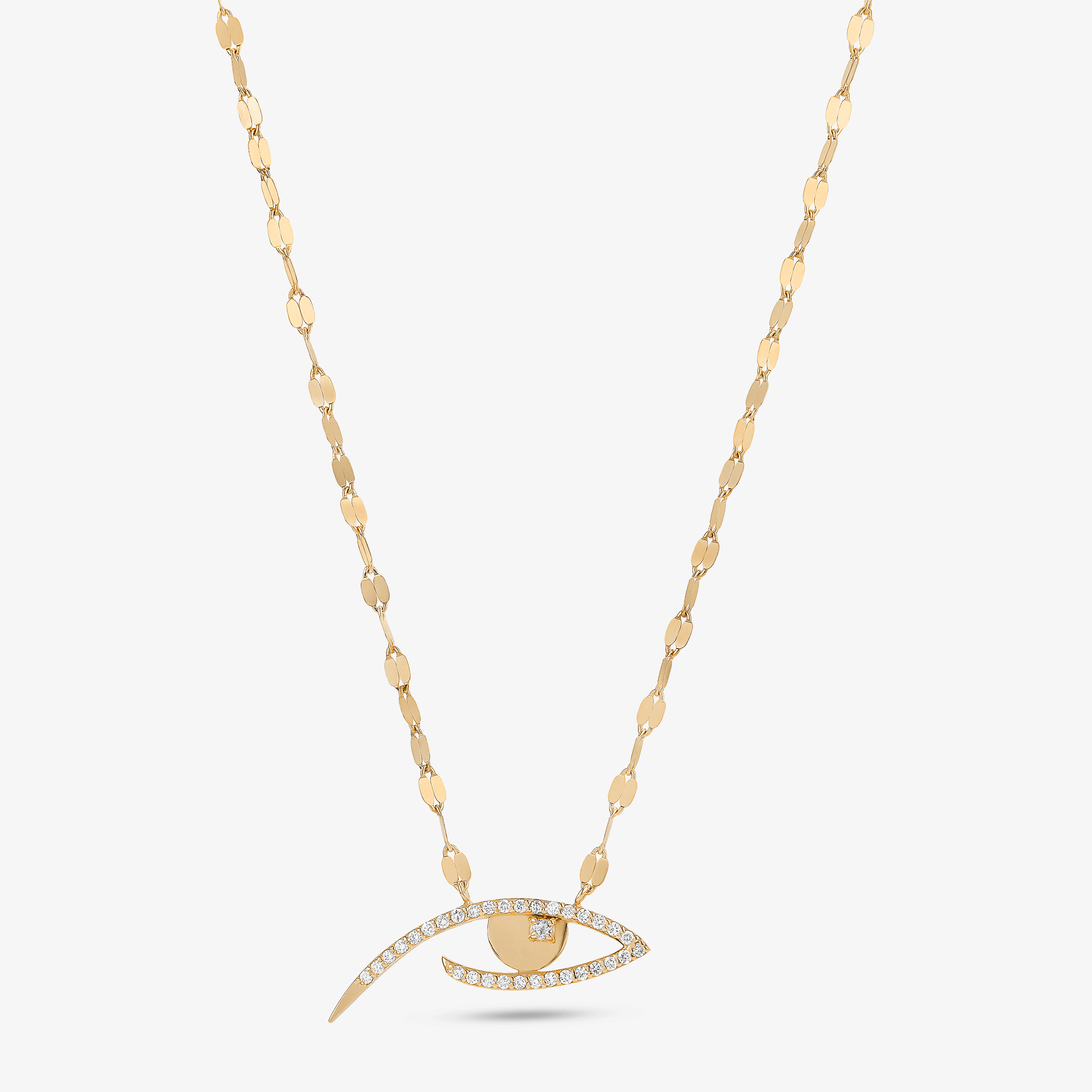 14K yellow gold evil eye diamond pendant necklace
