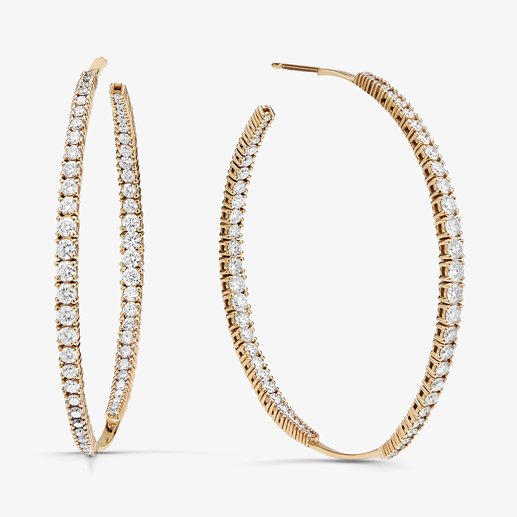 14K yellow gold legacy graduating diamond hoops