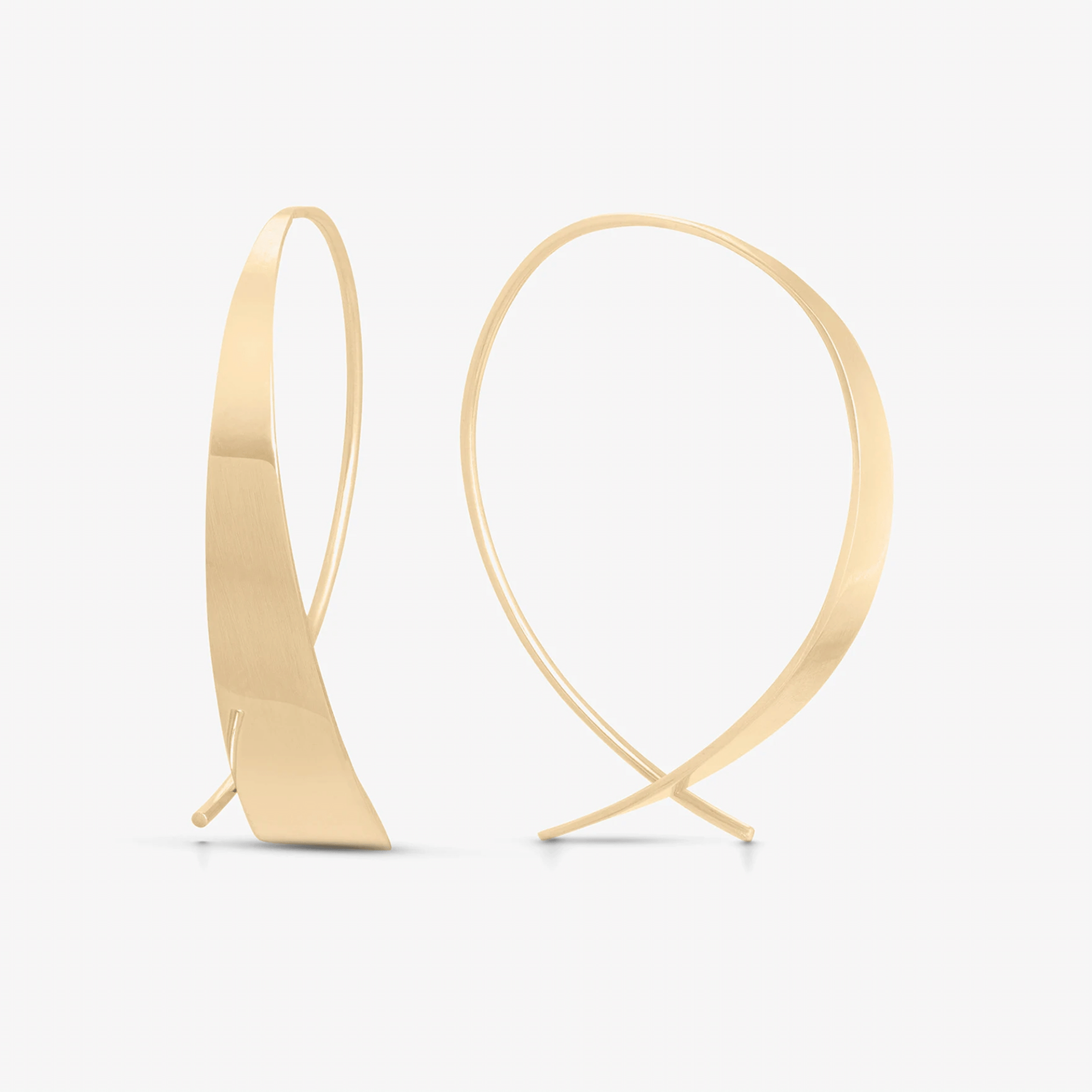 14K yellow gold upside down hoops small glam