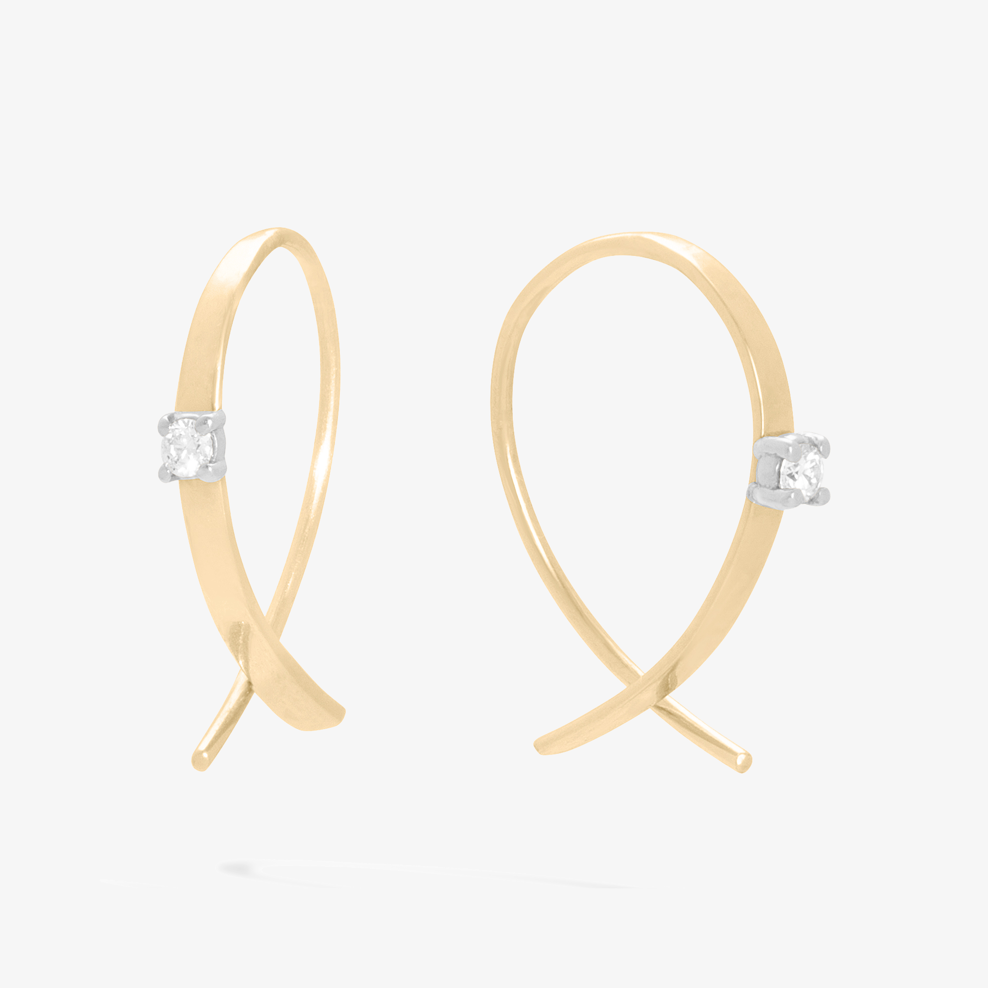 SOLO DIAMOND MINI THREAD THROUGH UPSIDE DOWN HOOP™ EARRINGS