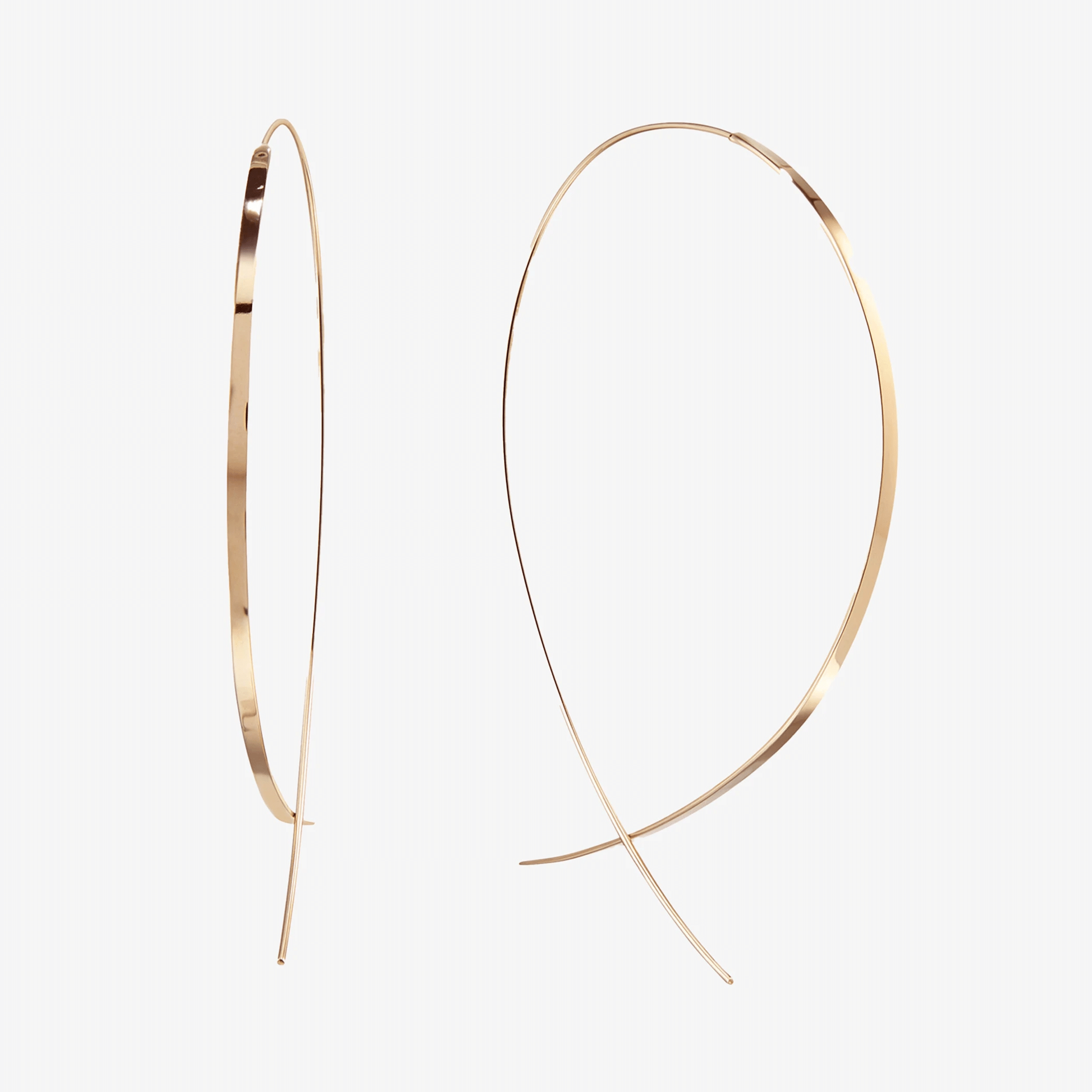 14K yellow gold upside down hoops large flat