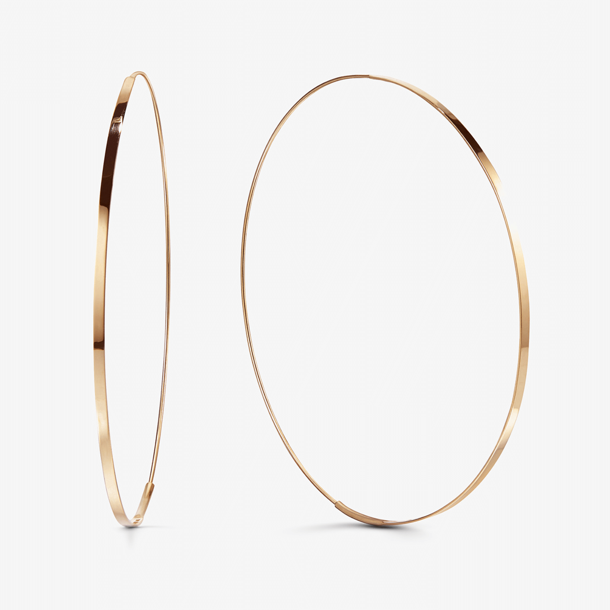 14K yellow gold magic hoops large flat