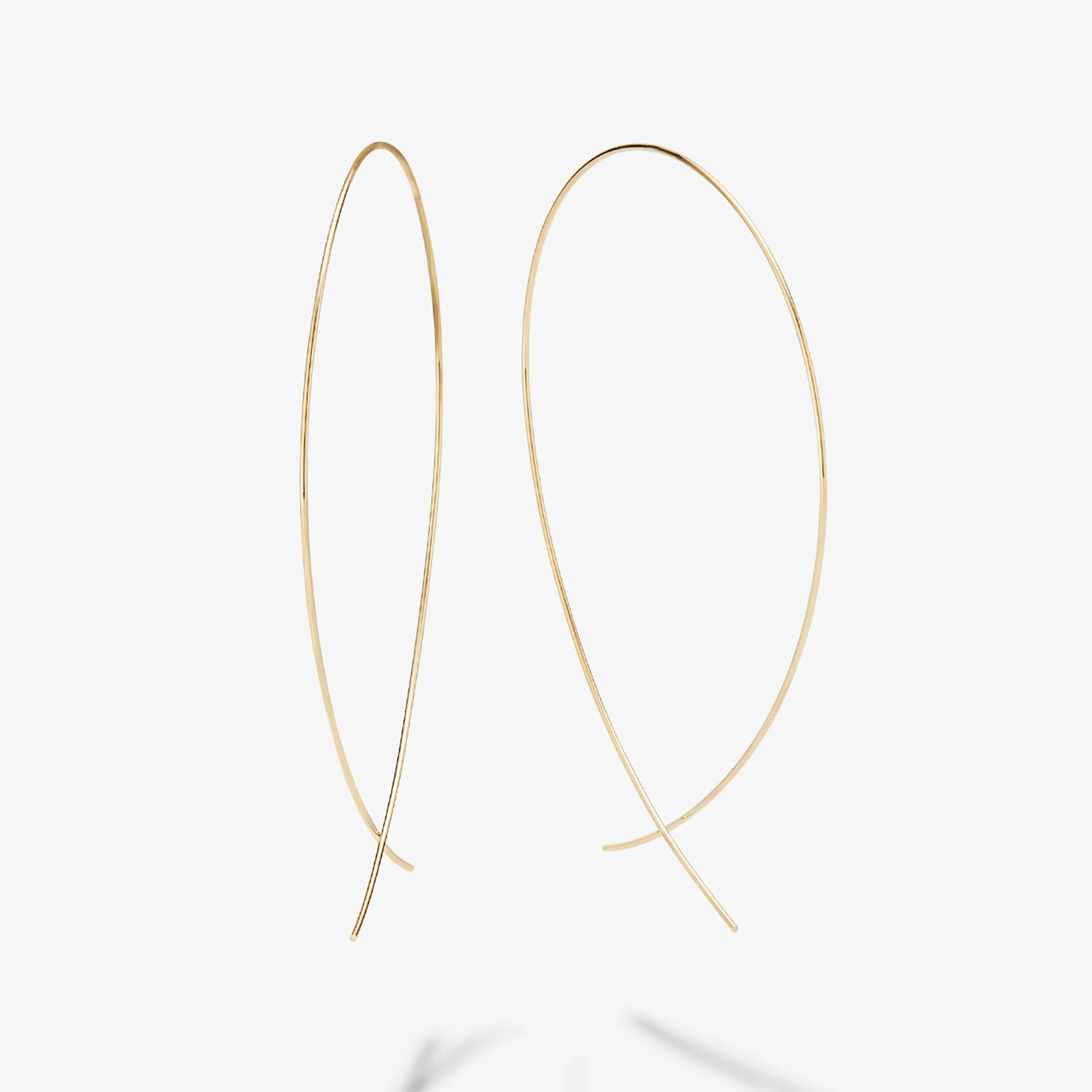 14K yellow gold upside down hoops large