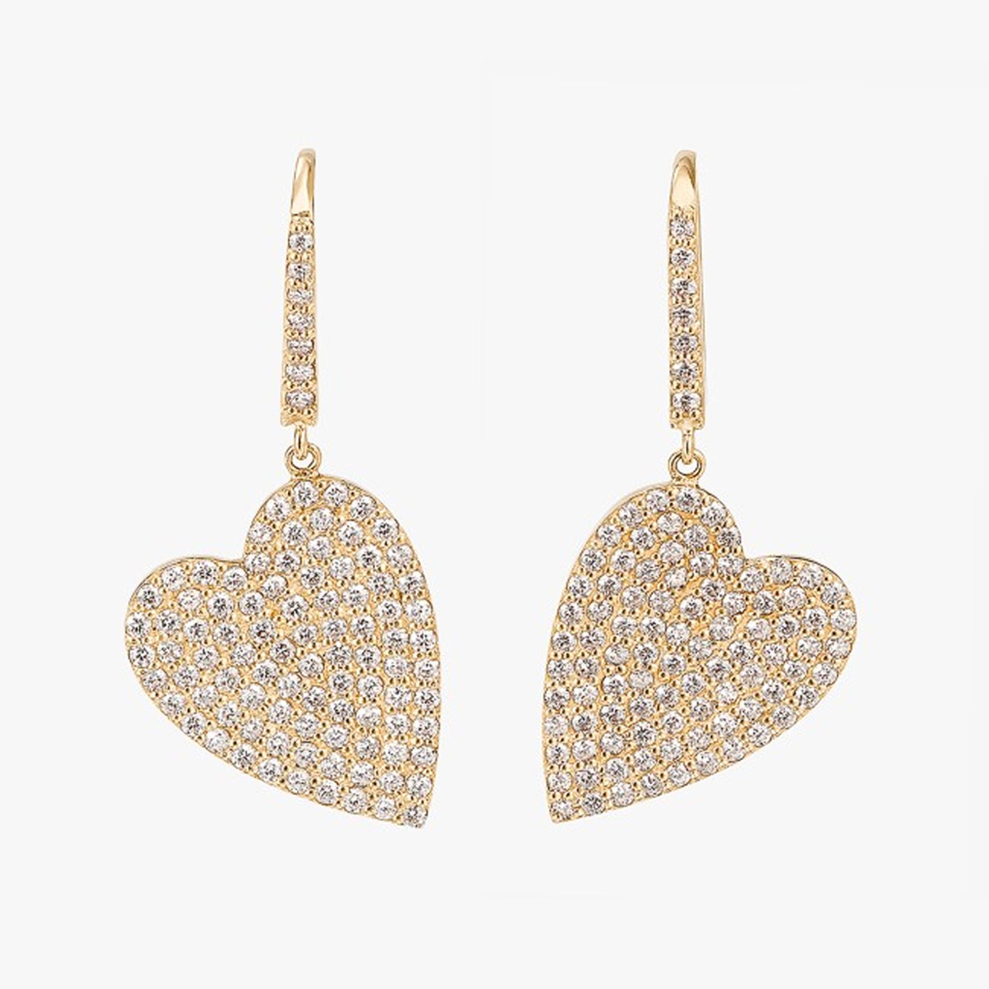 DIAMOND HEART DANGLE EARRINGS