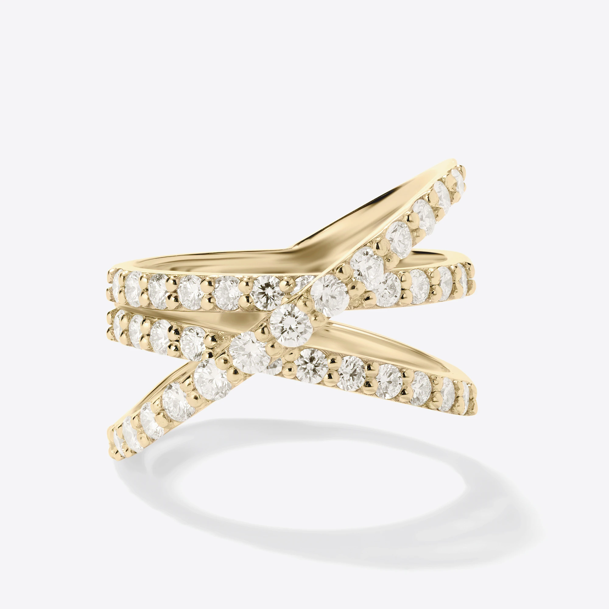 GRADUATED DIAMOND CRISS CROSS RING