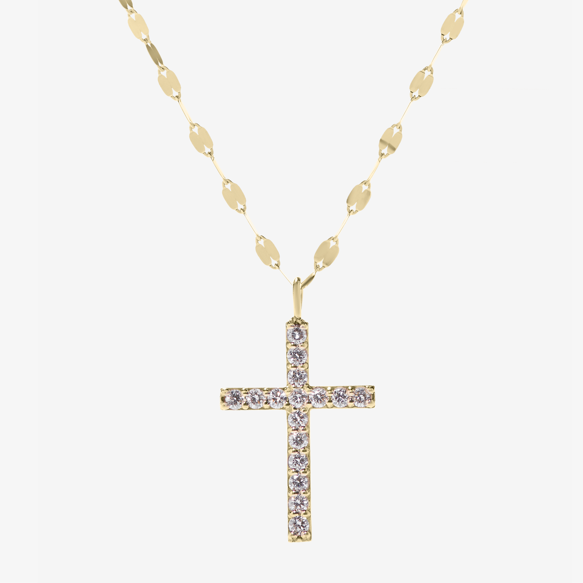 14K yellow gold everyday diamond cross necklace