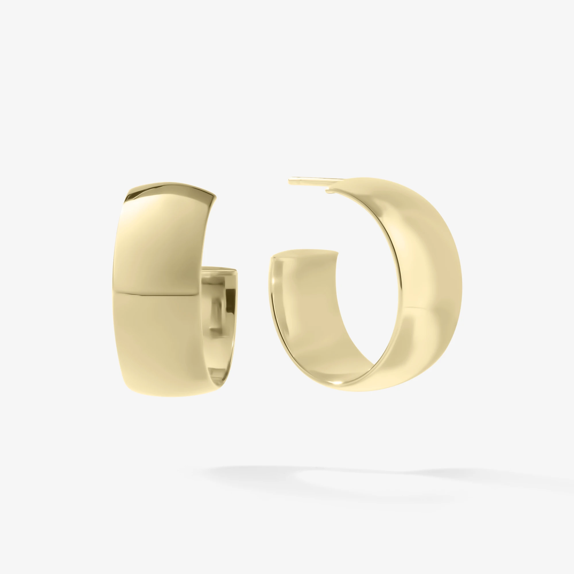 14K yellow gold small bold hollow hoops