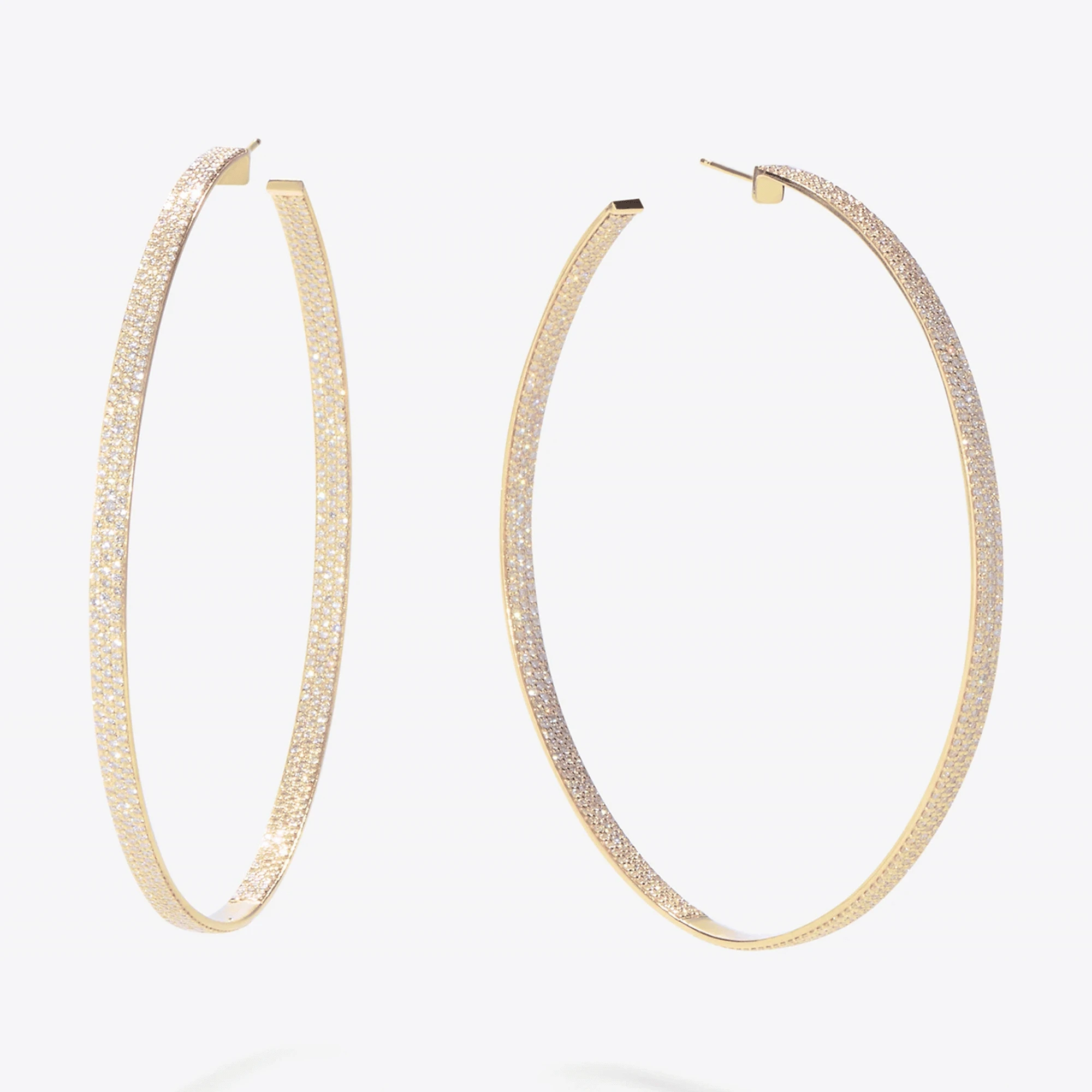 14K yellow gold vanity diamond hoops