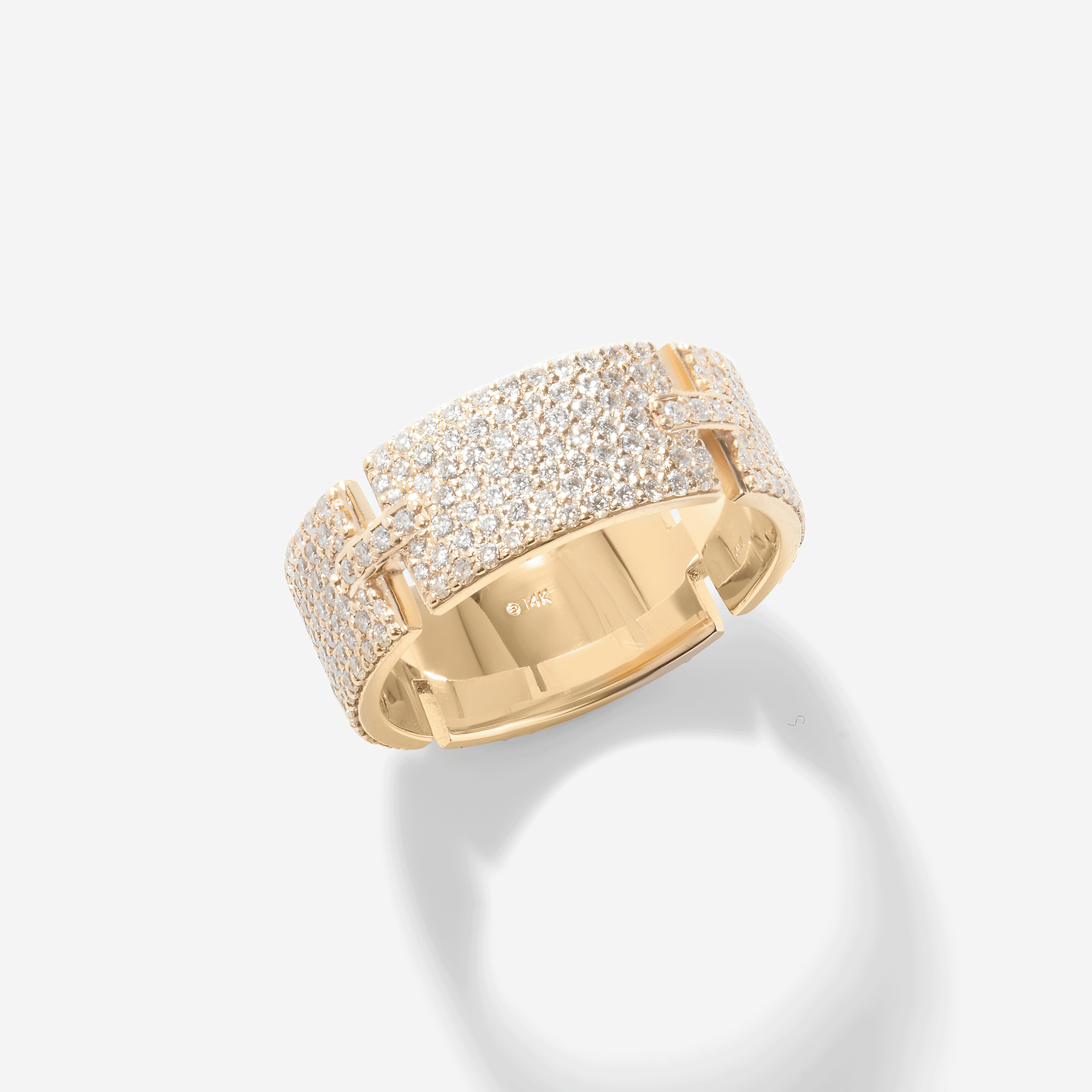 14K yellow gold vanity tag pave diamond ring