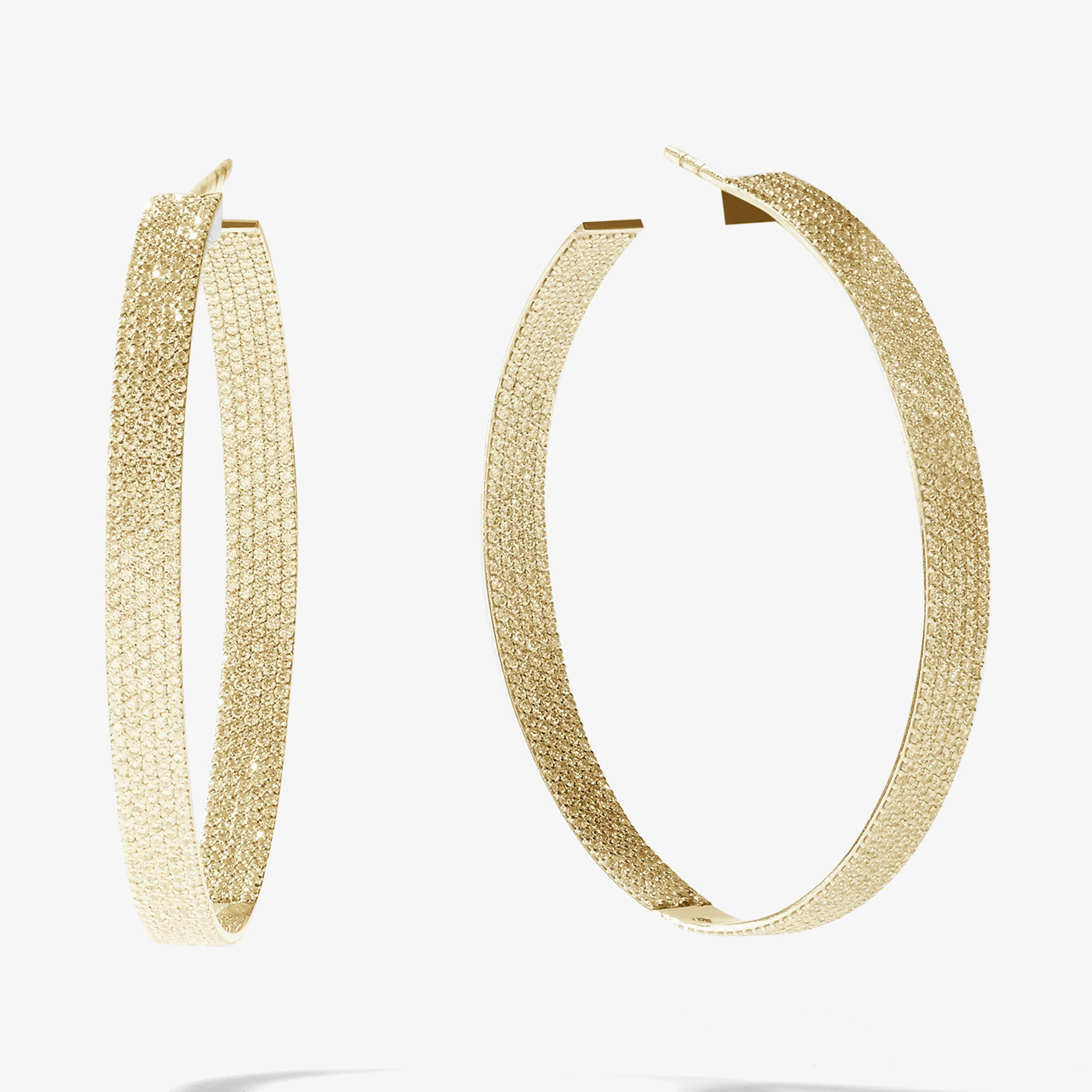 PAVE DIAMOND LARGE WIDE INSIDE OUT HOOP EARRINGS
