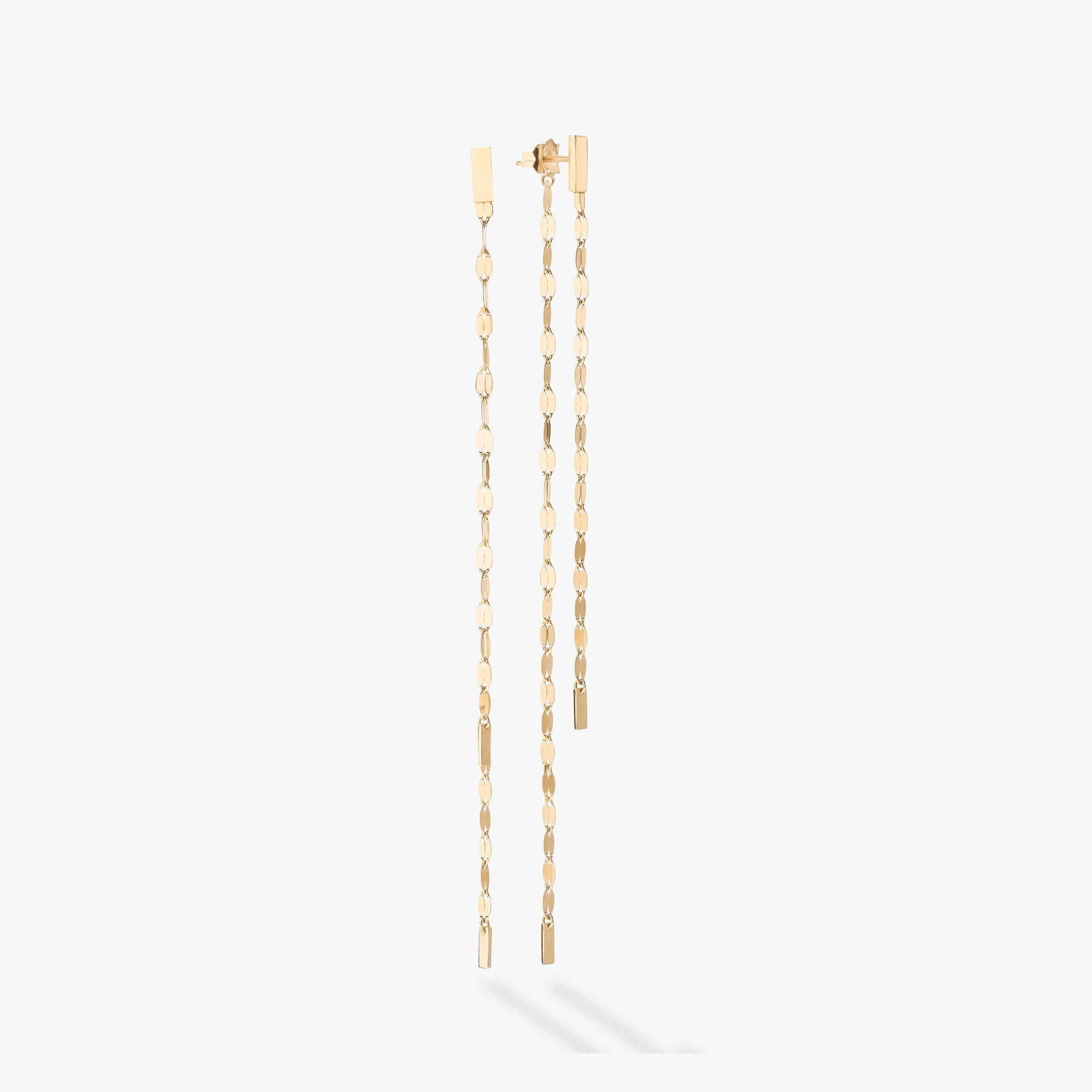 14K yellow gold blake chain front to back linear earrings