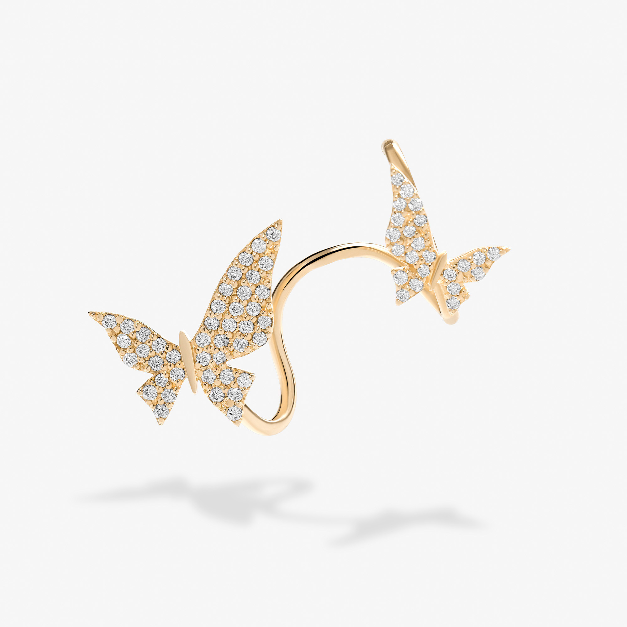 DIAMOND DOUBLE BUTTERFLY EAR CRAWLERS