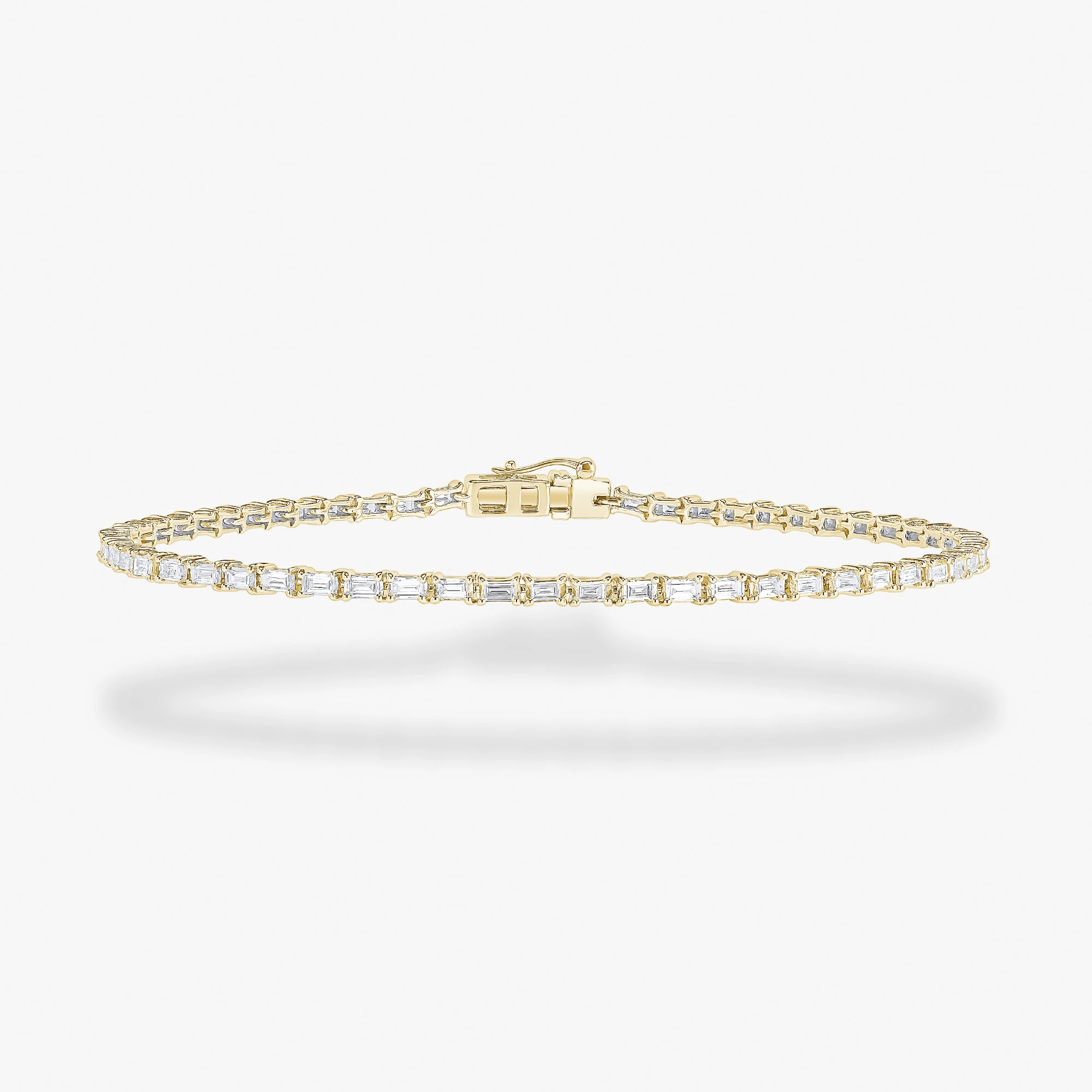 14K yellow gold baguette diamond tennis bracelet
