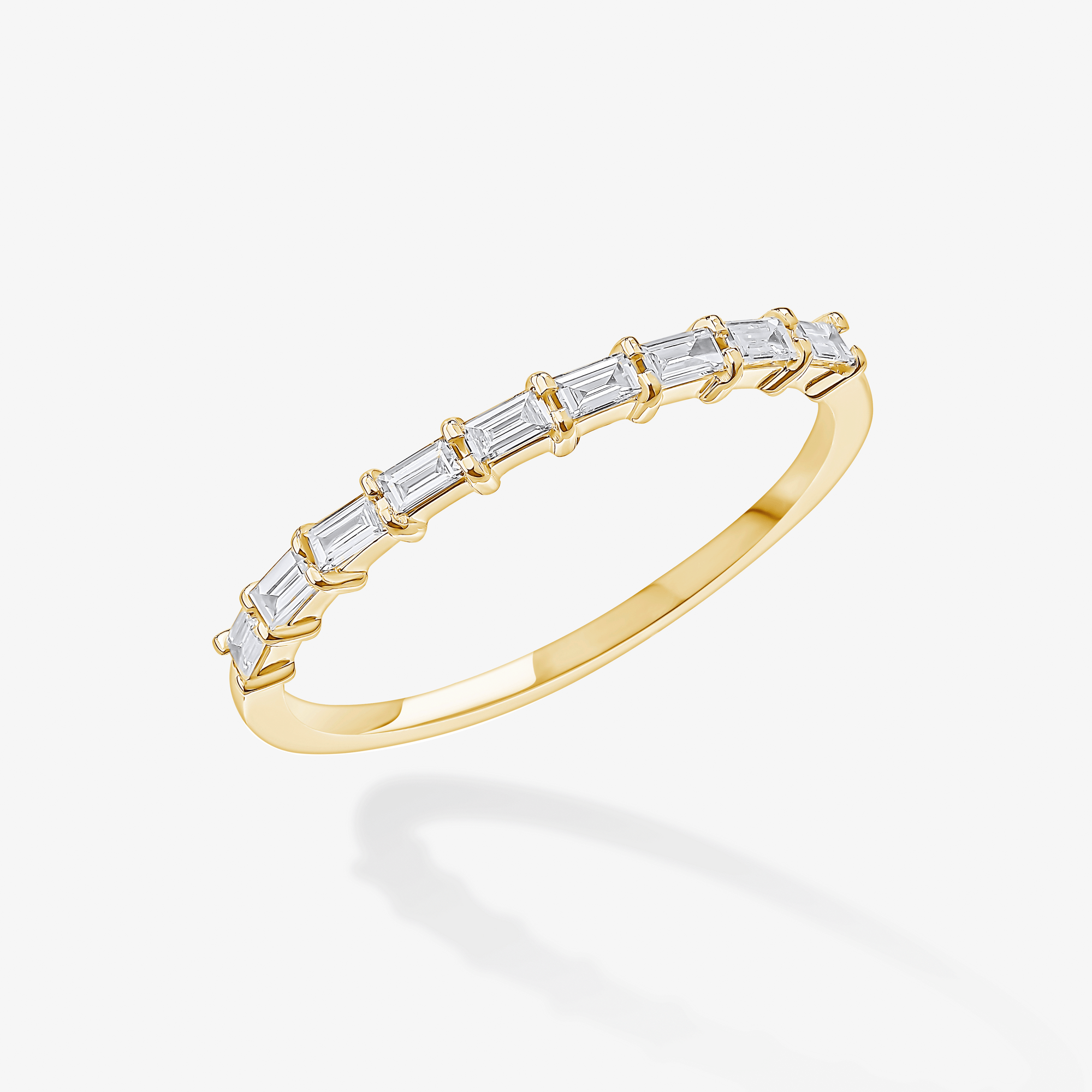 14K yellow gold 9 piece baguette diamond stackable ring
