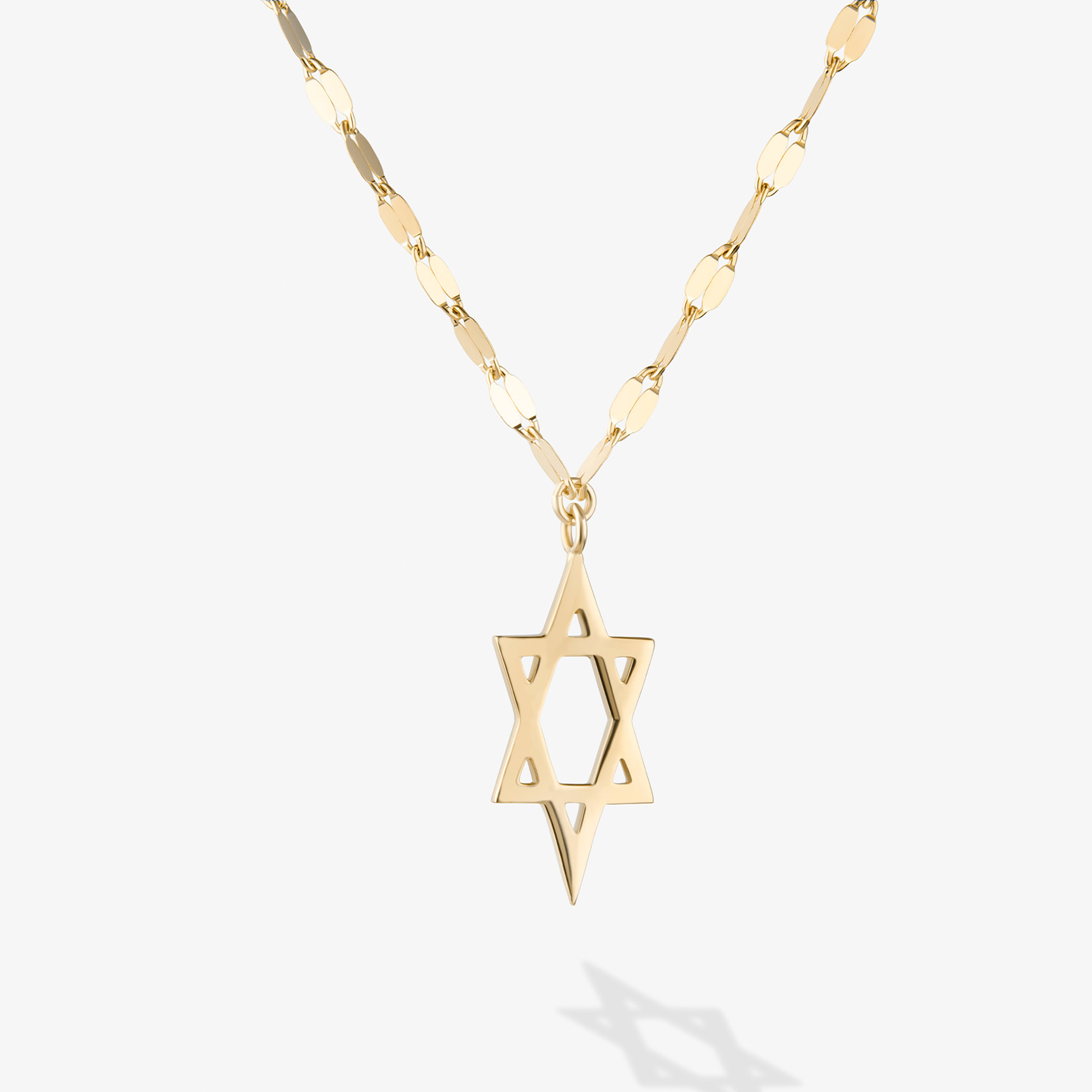 14K yellow gold star of david charm necklace