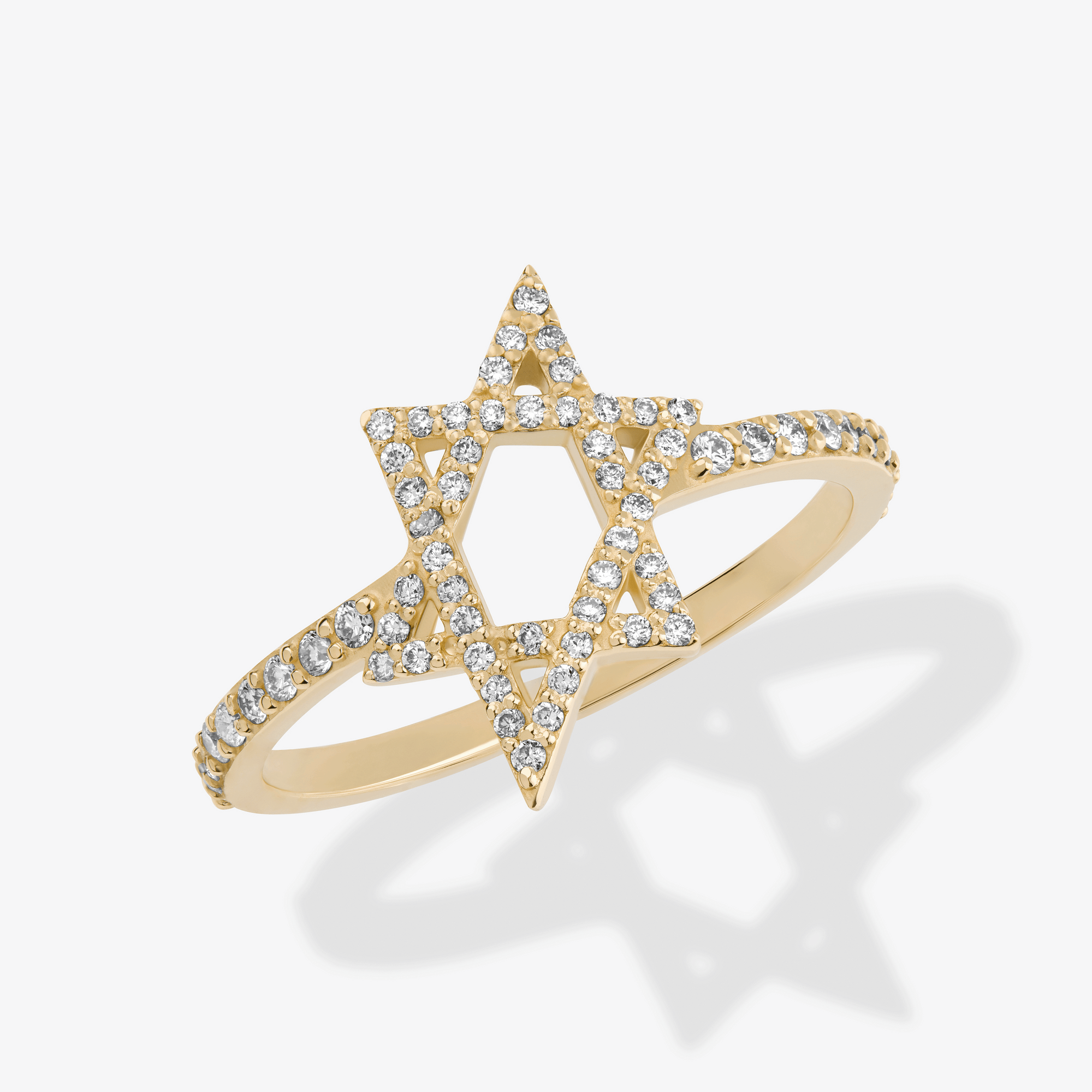 14K yellow gold star of david diamond ring