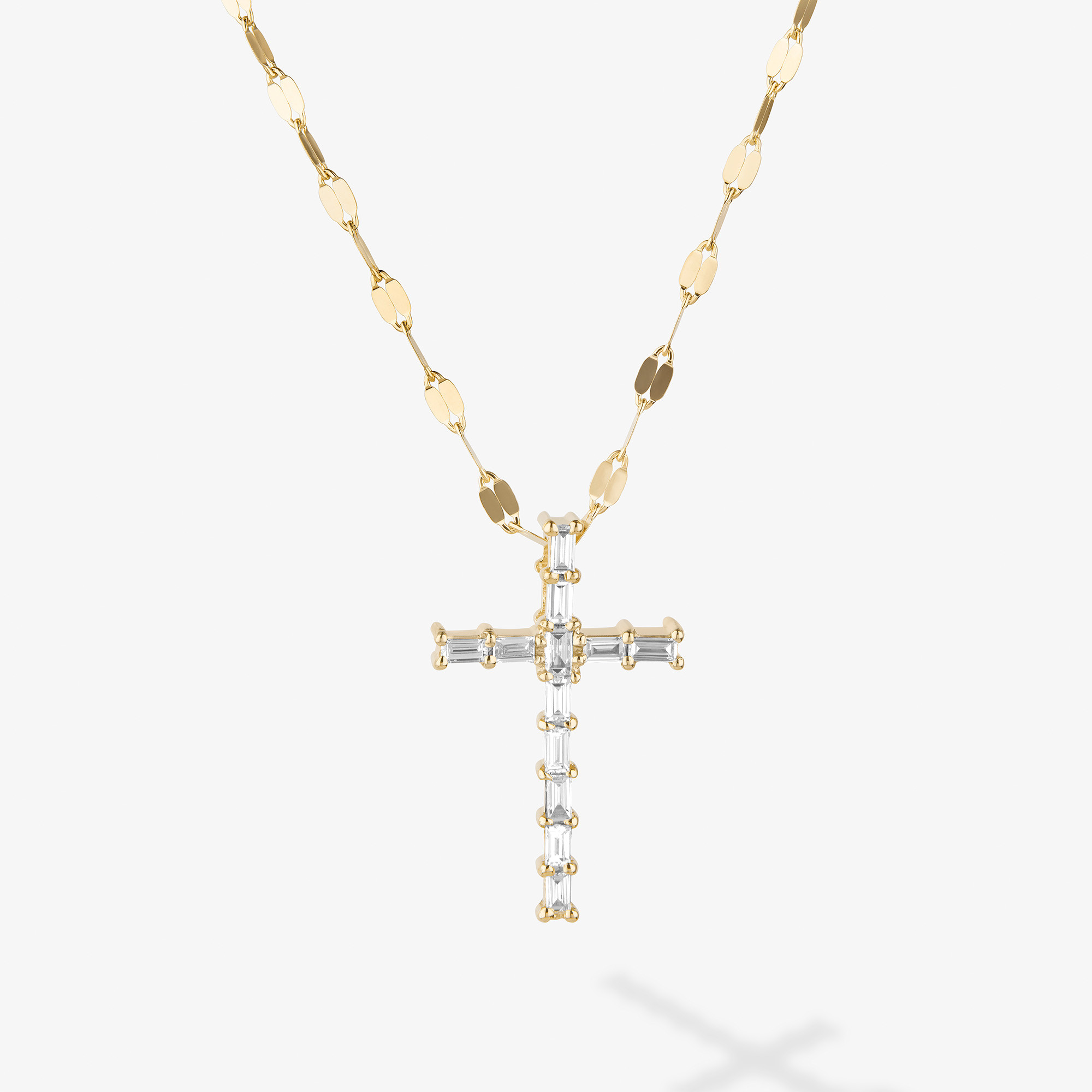 Baguette Diamond Everyday Cross Necklace
