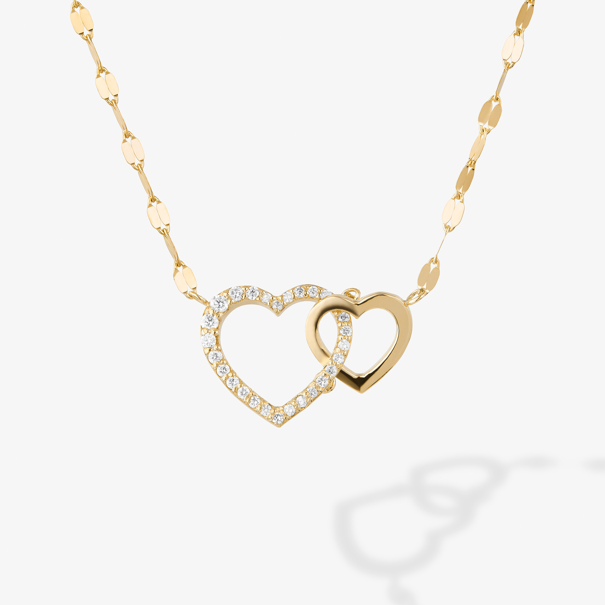 Interlocking Diamond Heart Pendant Necklace