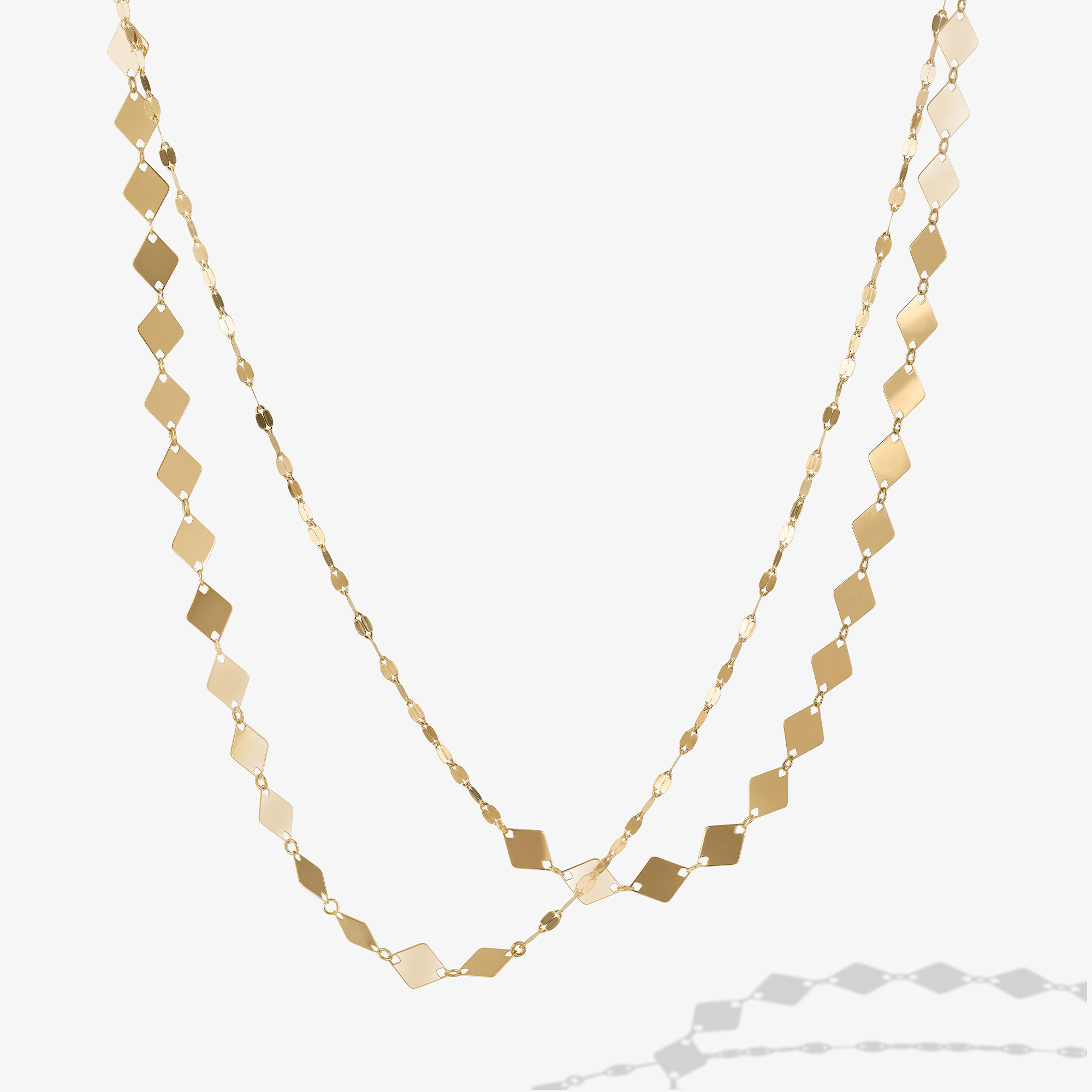 14K yellow gold kite and blake chain remix double strand necklace