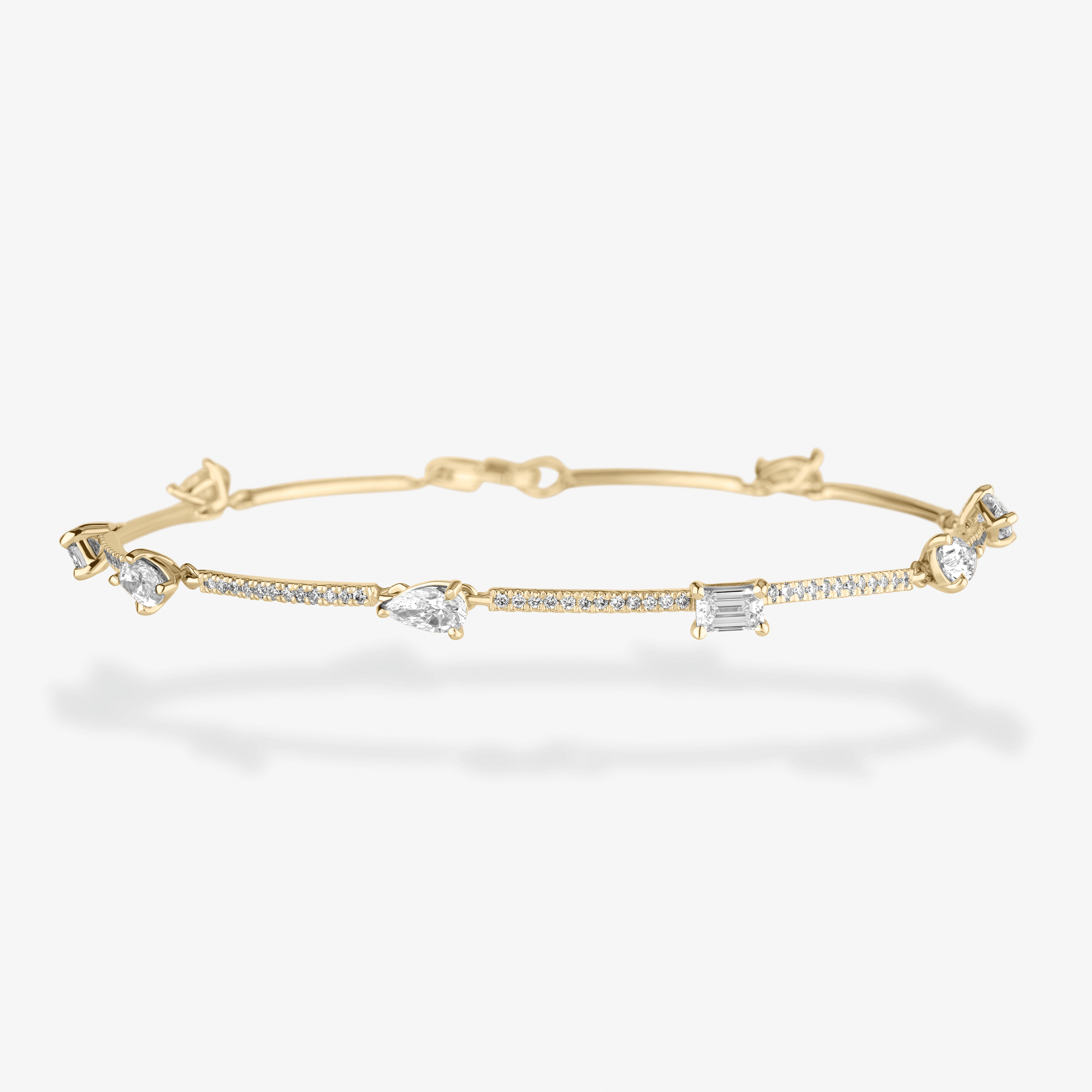 14K yellow gold fancies curve link diamond bracelet
